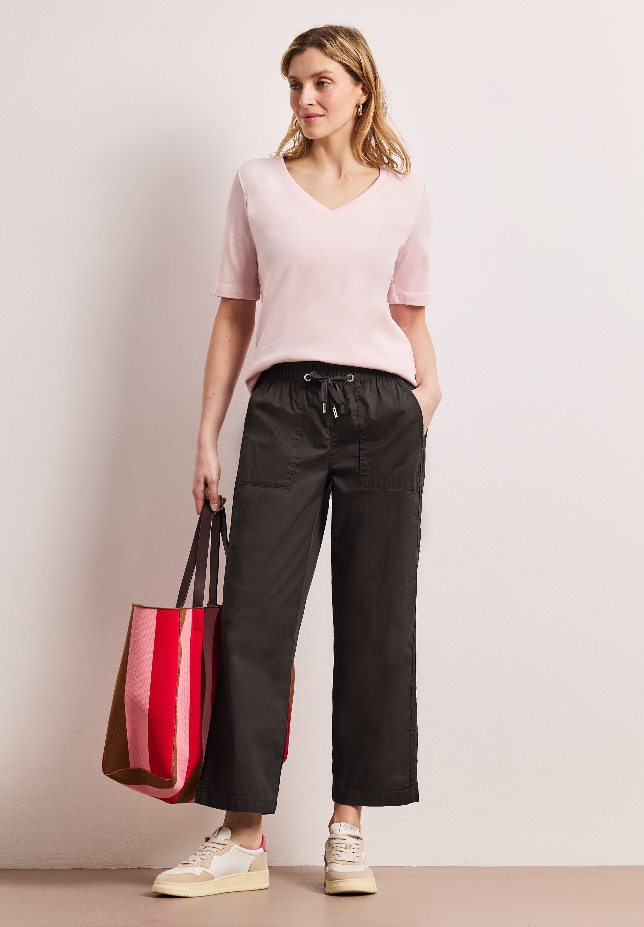 STREET ONE Paperbag-Hose  mit elastischem Bund