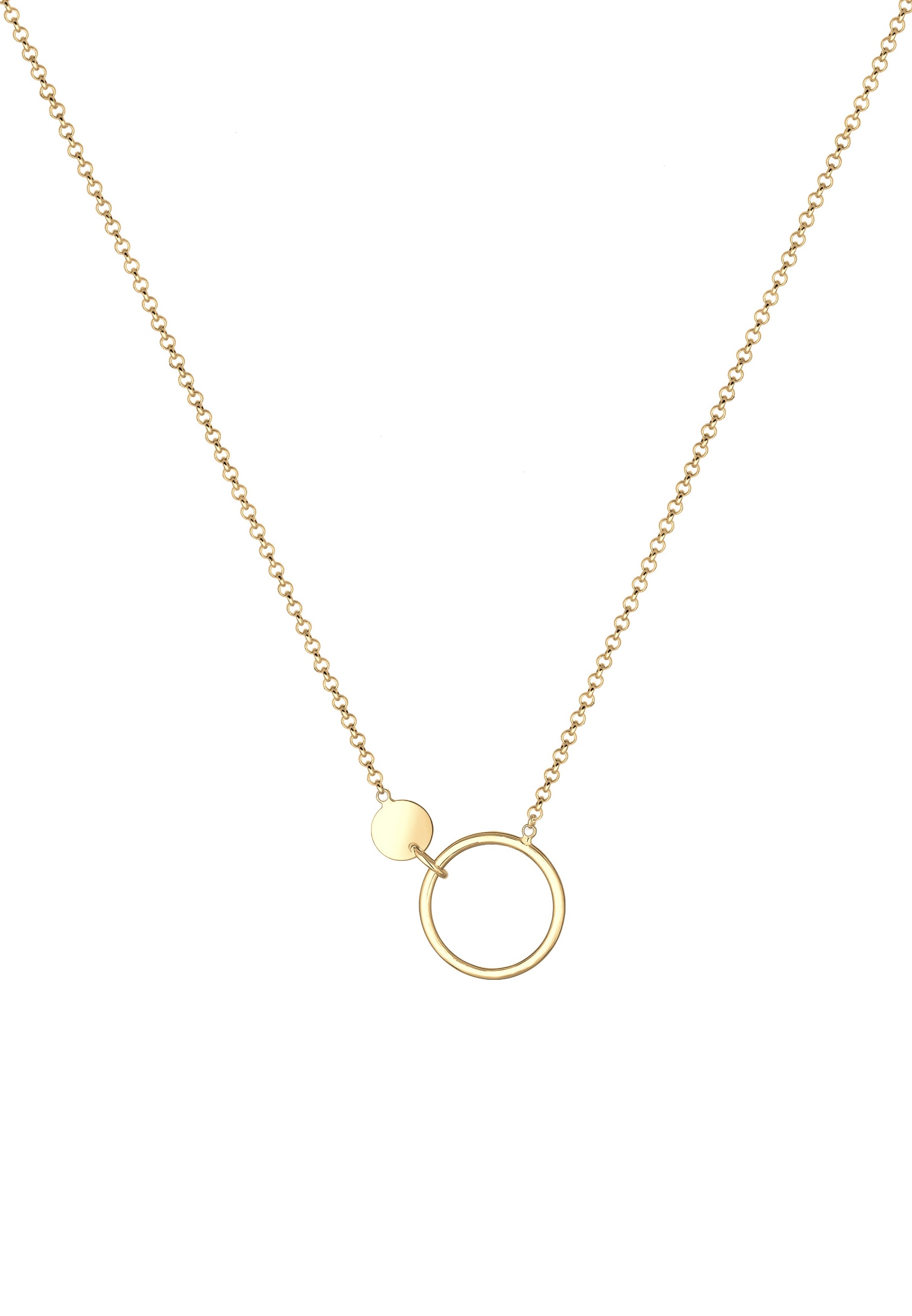Elli Kette mit Anhänger »Halskette Erbskette Kreis Plättchen Geo Design 925 Sterling Silber«