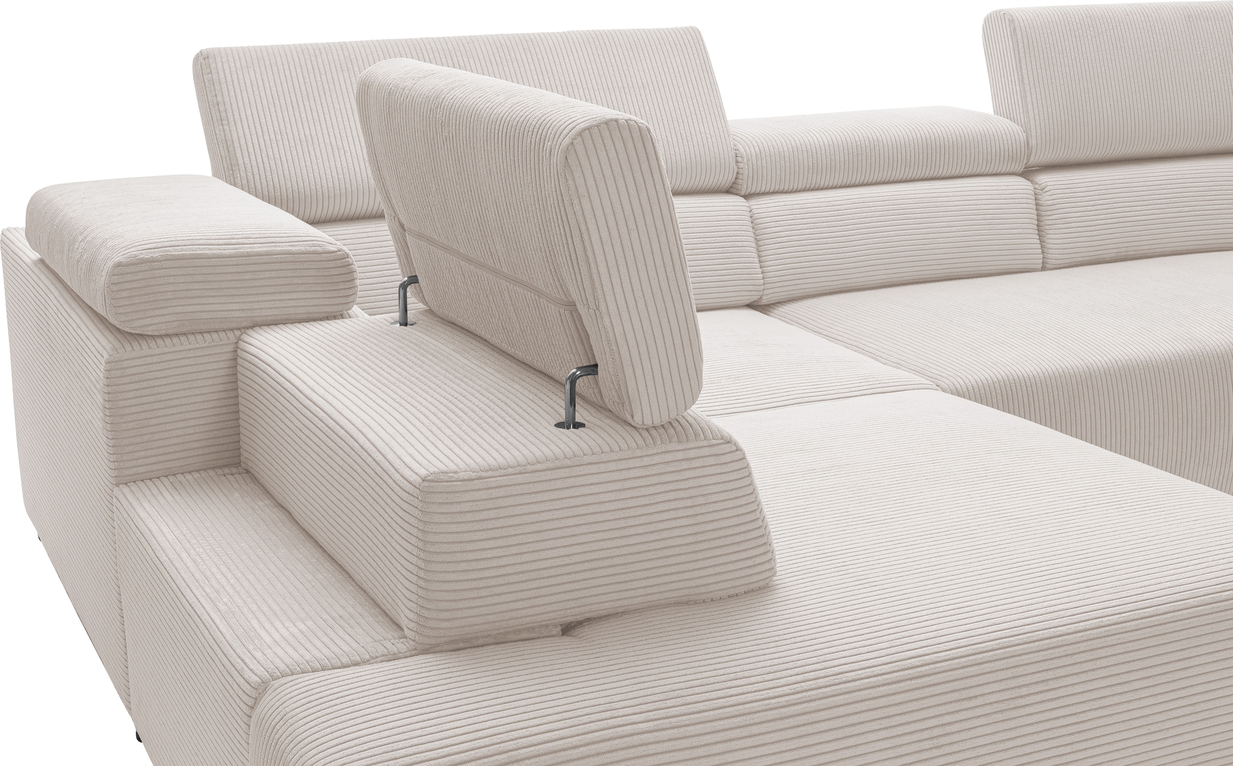 exxpo - sofa fashion Ecksofa »VITTORIO mit Komfortfunktionen, bequem und modern, Cord, L-Form«, inkl. Kopfteil- und Sitztiefenverstellung, wahlweise mit Bettfunktion