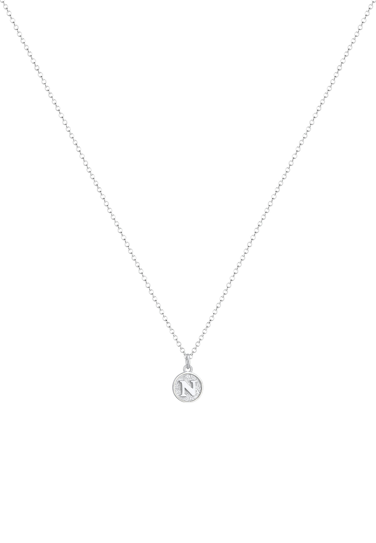 Elli Kette mit Anhänger »Halskette Plättchen Vintage Buchstabe N Initialen 925 Sterling Silber«