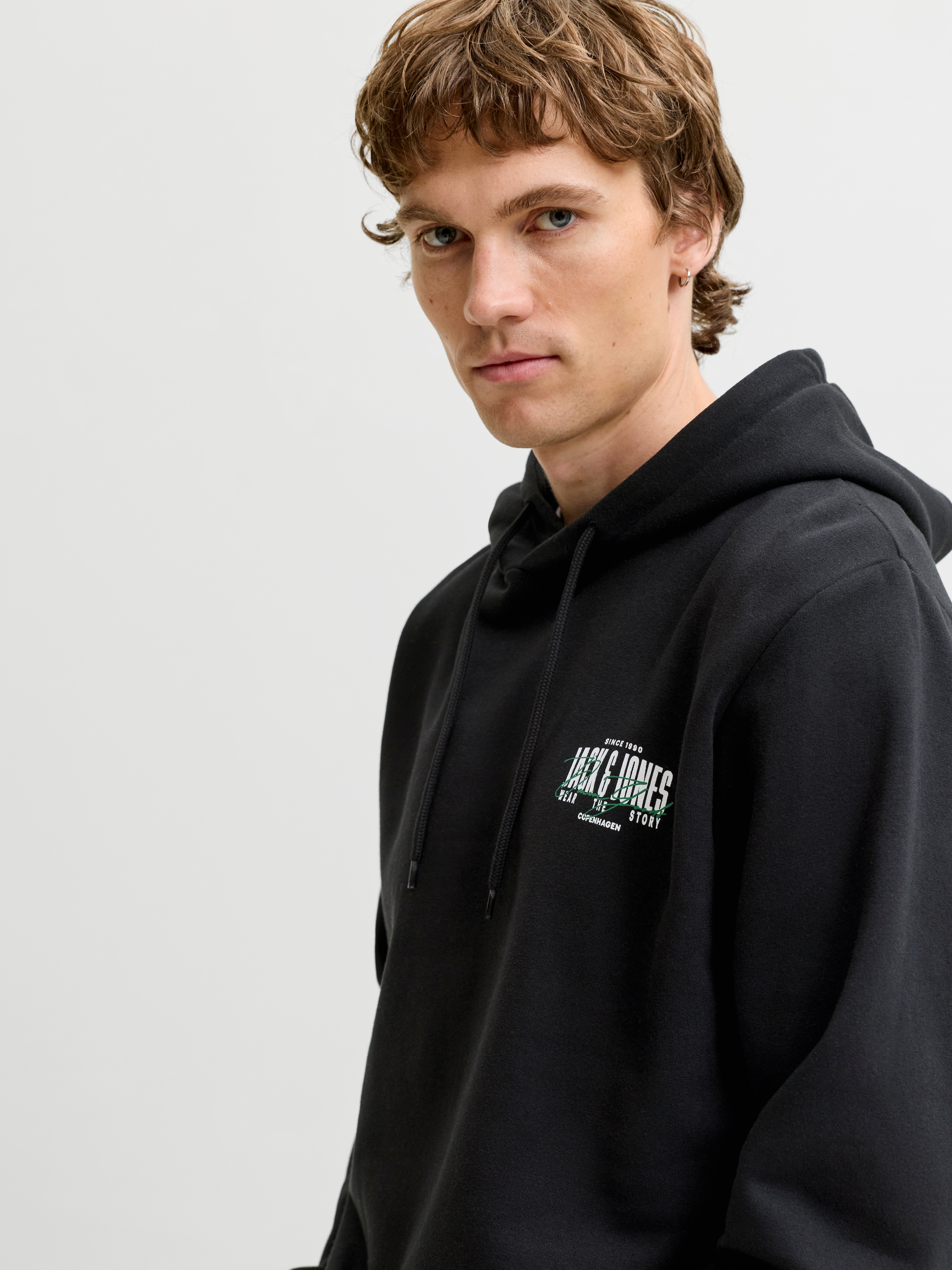Jack & Jones Kapuzensweatshirt »JJAERO SWEAT HOOD«, Materialmix, regular fit
