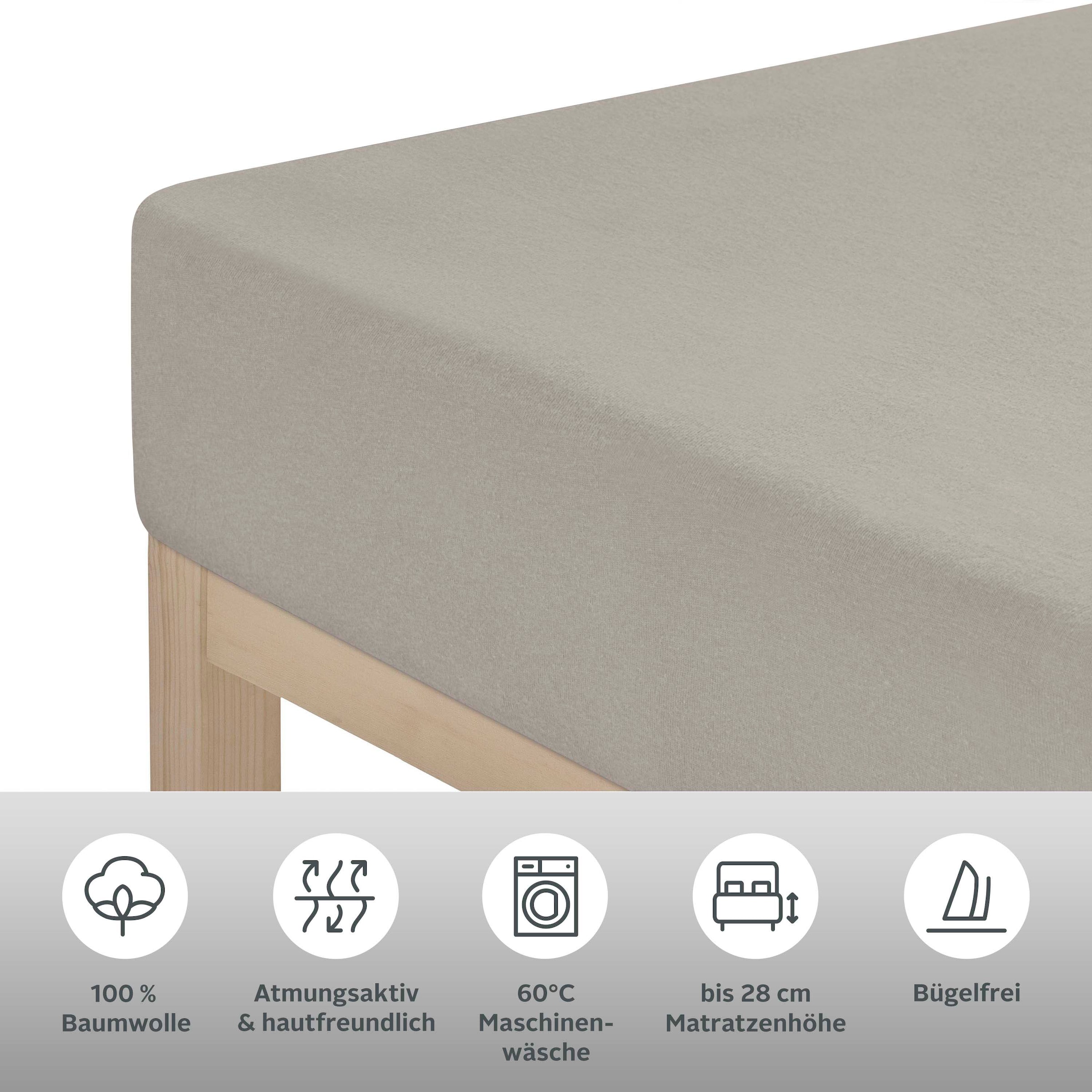 my home Spannbettlaken »Blackberry«, für besonders hohe Matratzen und Boxspringbetten, 100% Baumwolle, Bettlaken mit Gummizug, aus weichem Single-Jersey, Made in Green zertifiziert