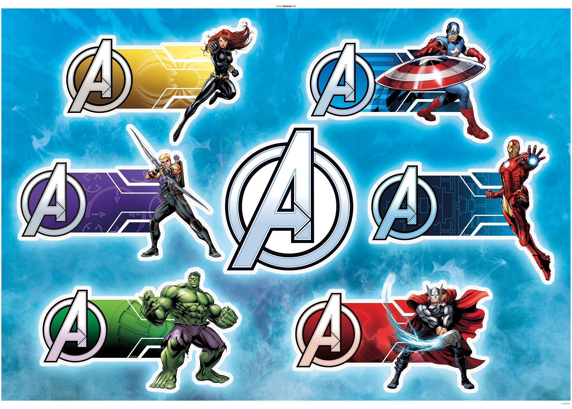 Komar Wandtattoo »Avengers Plates - Größe 100 x 70 cm« selbstklebend in bunt, Größe B/H/T: 100 cm x 70 cm