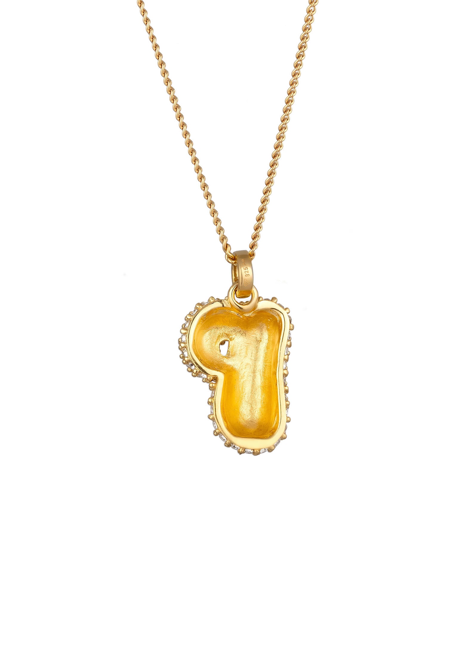 Elli Kette mit Anhänger »Halskette Buchstabe P Glas Kristalle Weiß 925 Sterling Silber vergoldet«