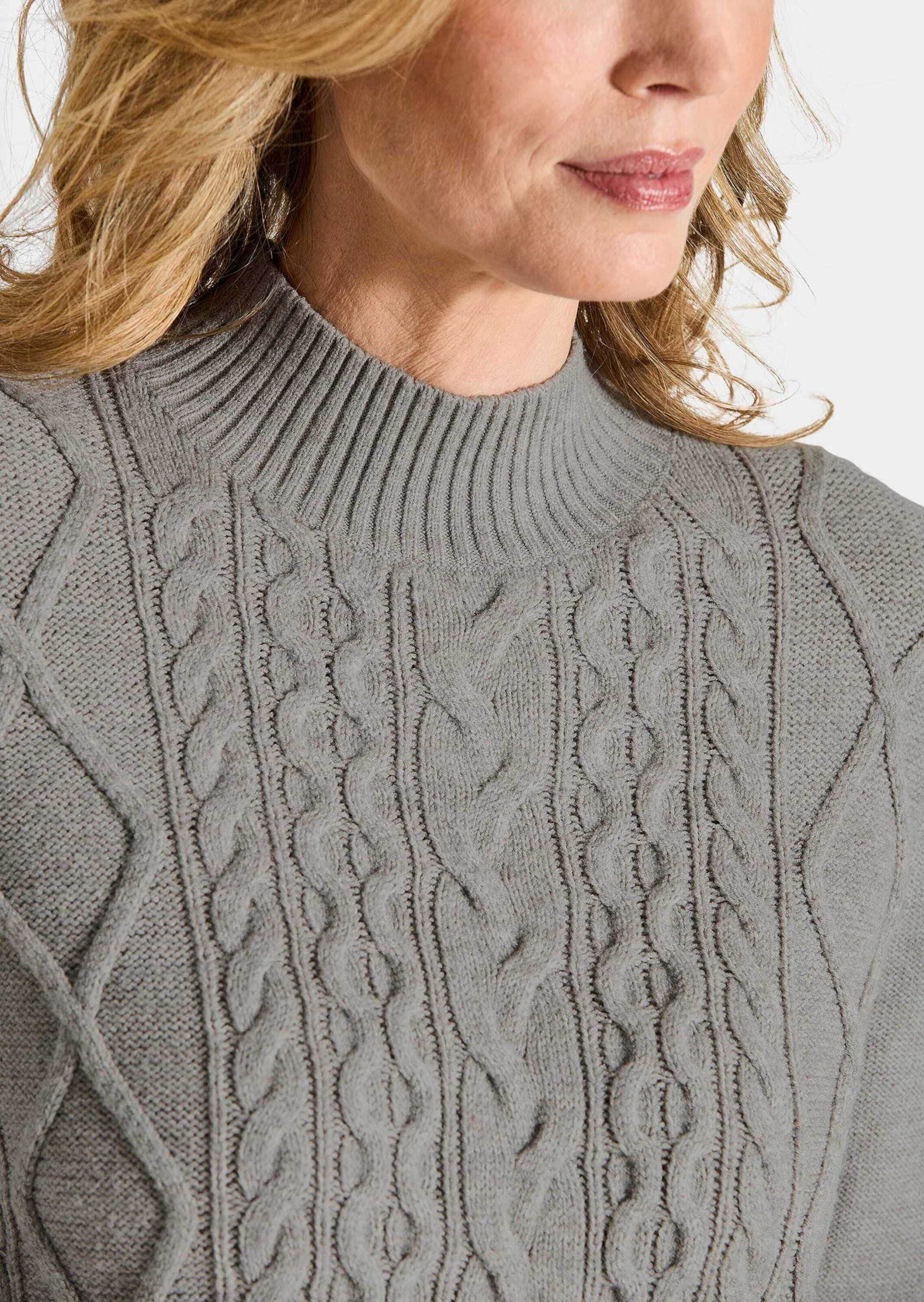 GOLDNER Strickpullover »Kurzgröße Strickpullover mit Zopfmuster«