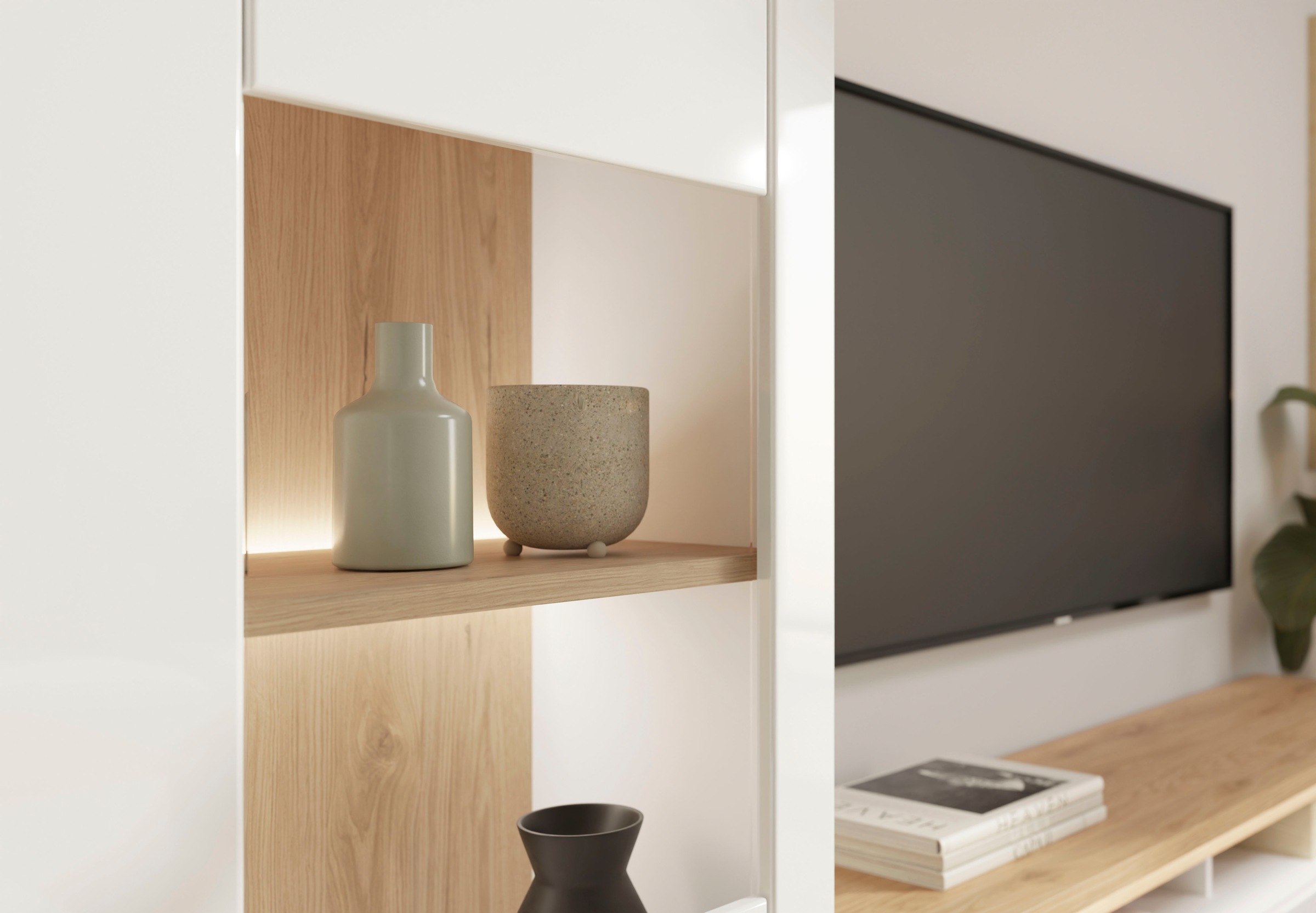 FORTE Highboard »Highboard 1T/1SK/1GT« B/H/T 96,4/147,4/41,6 cm, Front glänzend, Glas
