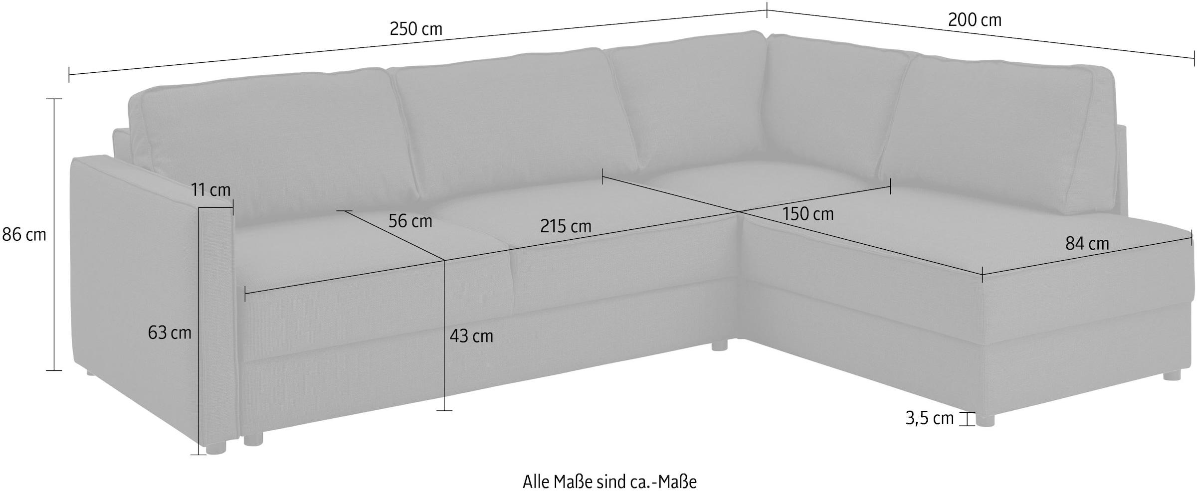 ATLANTIC home collection Schlafsofa »Chill«, Ecksofa mit Bettfunktion und Bettkasten