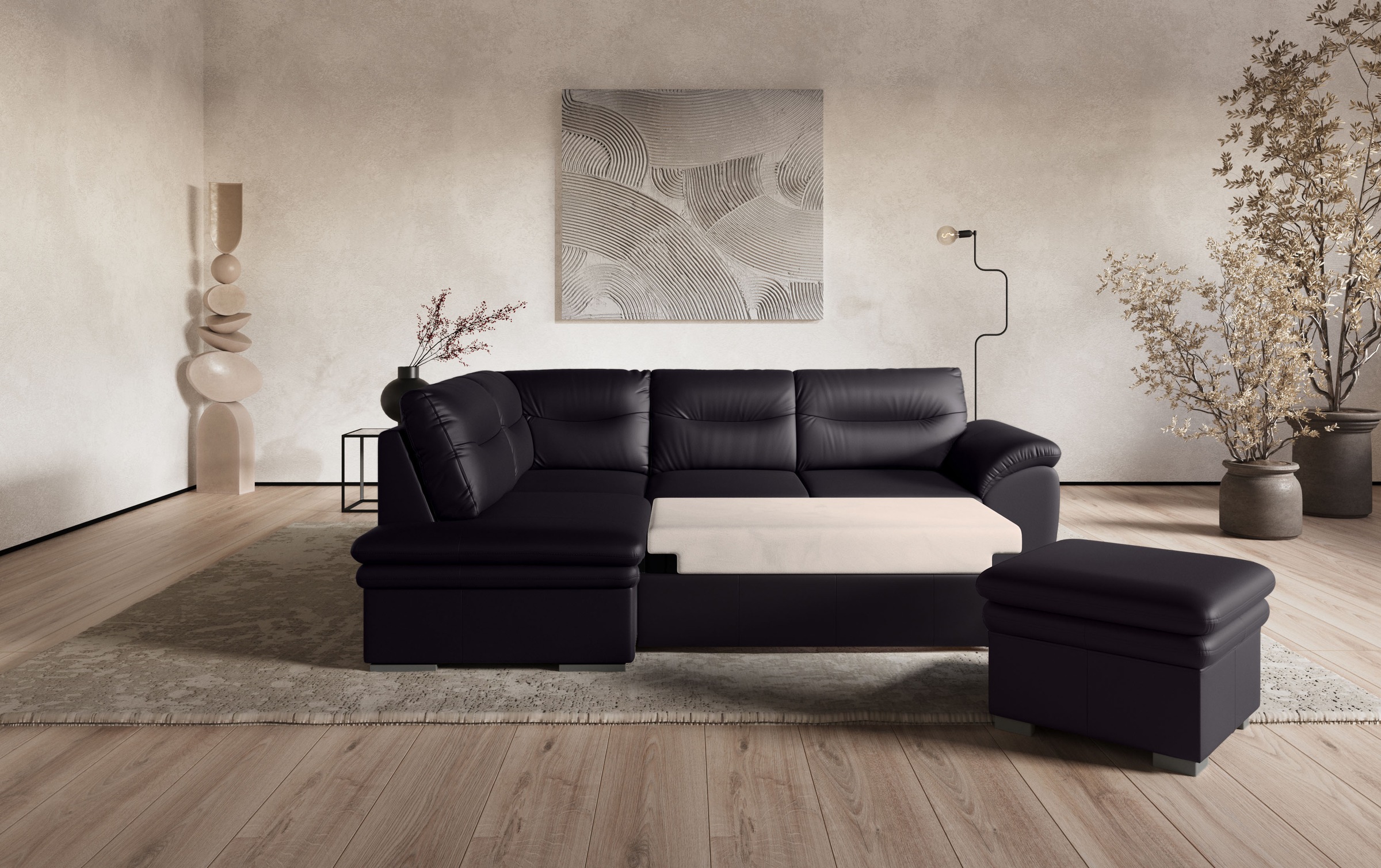 COTTA Ecksofa »Leandra L-Form« wahlweise mit Schlaffunktion & Bettkasten