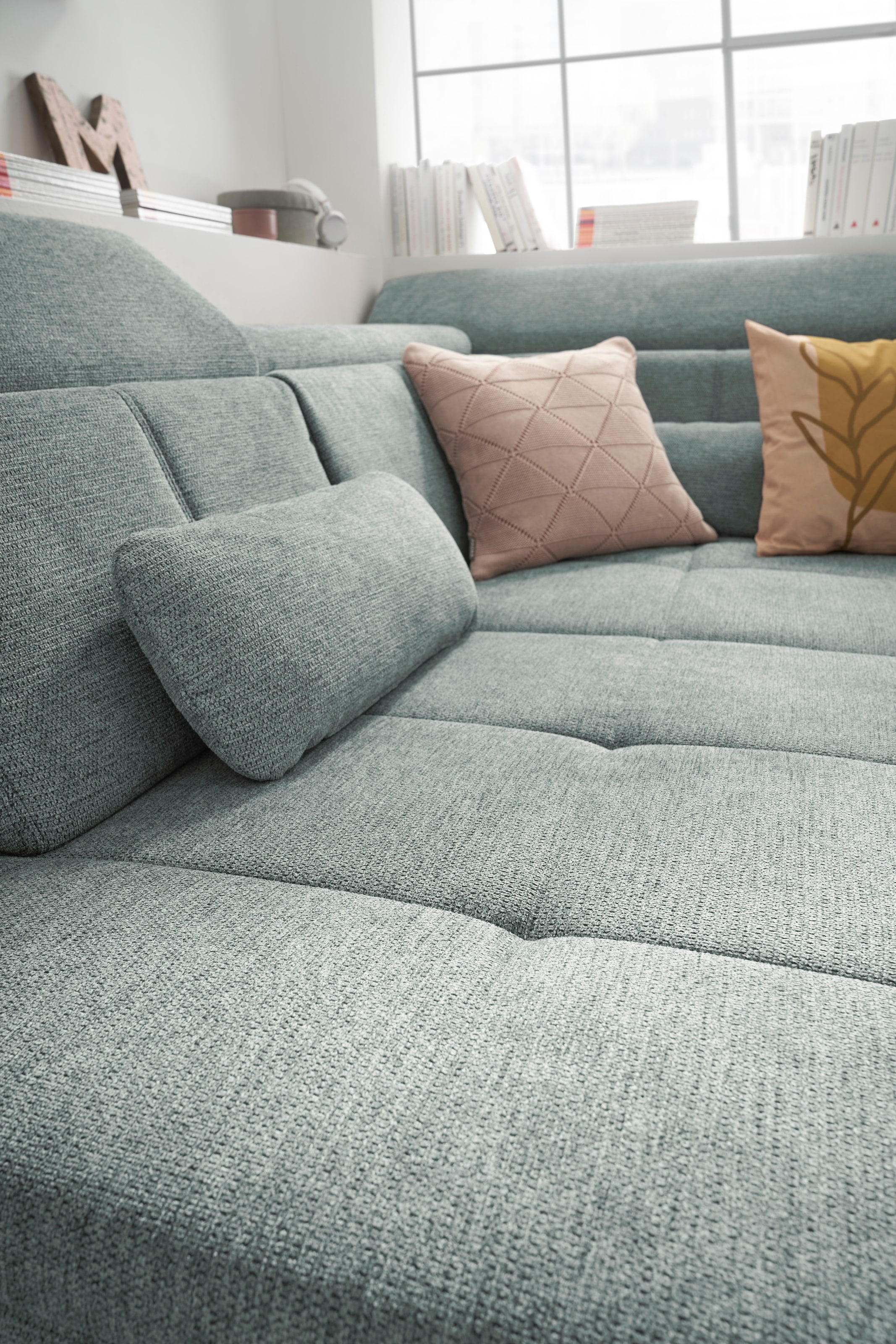 set one by Musterring Ecksofa »SO 3400 Sitzhöhe 47cm oder 49cm, Sitztiefe verstellbar, B/T 317/220 cm«, Kaltschaumpolsterung, Flachgewebe, whlw. mit weiteren Funktionen