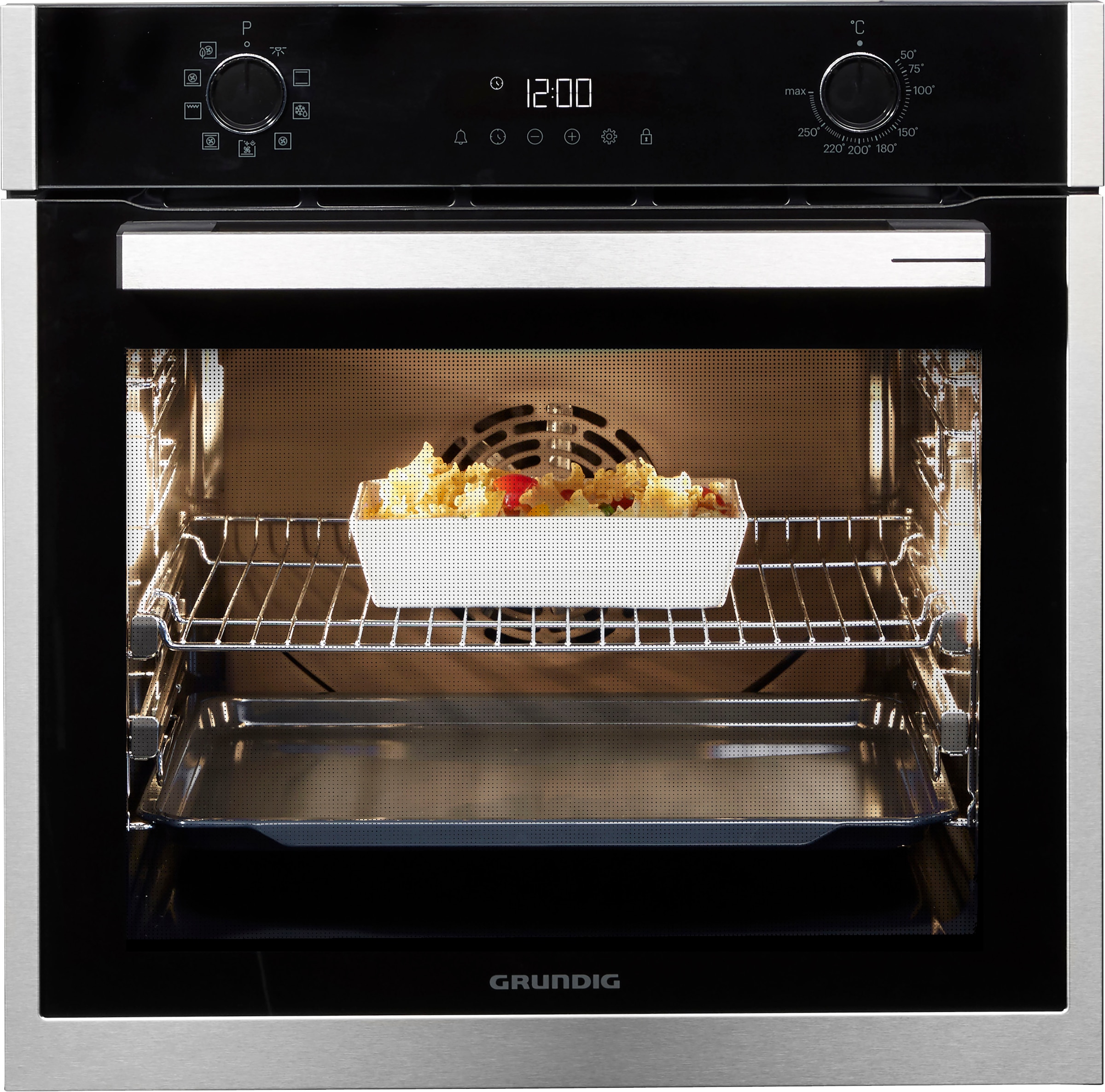 Grundig Einbaubackofen  »GEBM19301BC«, mit 2-fach-Teleskopauszug