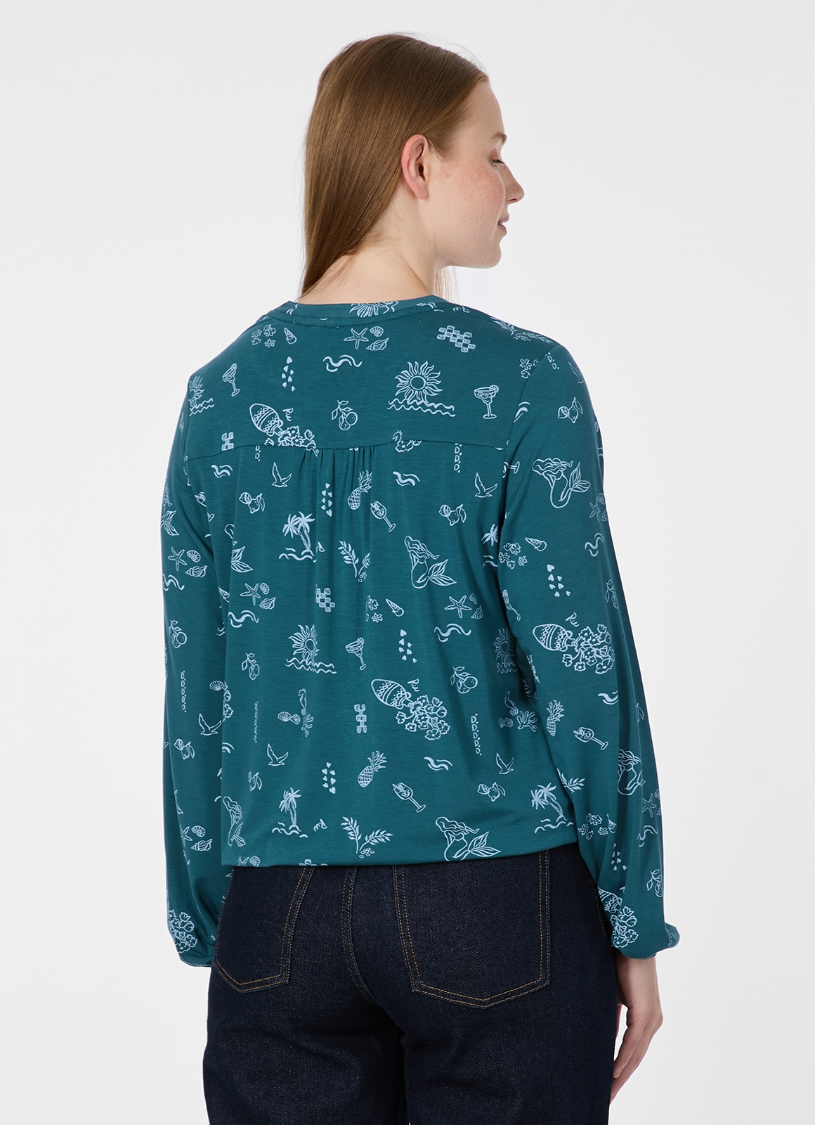 Ragwear Langarmshirt »SANTICA PRINT« Viskosemischung mit Gummizug und Allover-Print