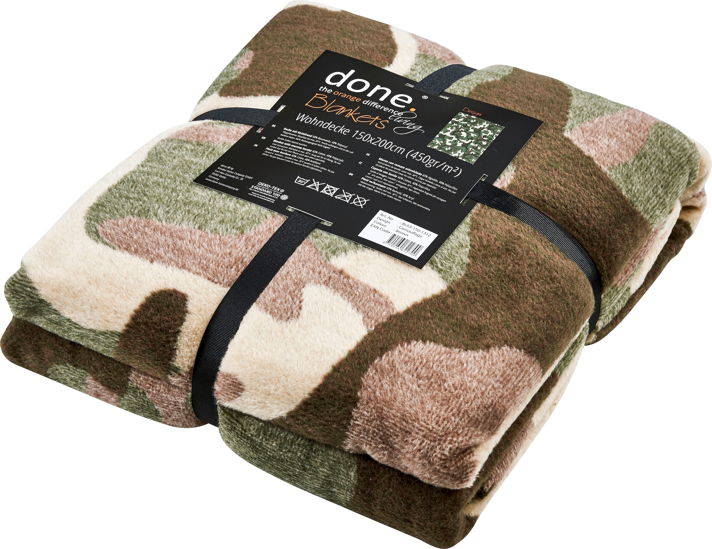 done.® Wohndecke »Camouflage«, Wohndecke mit einfassender Ziernaht, Kuscheldecke