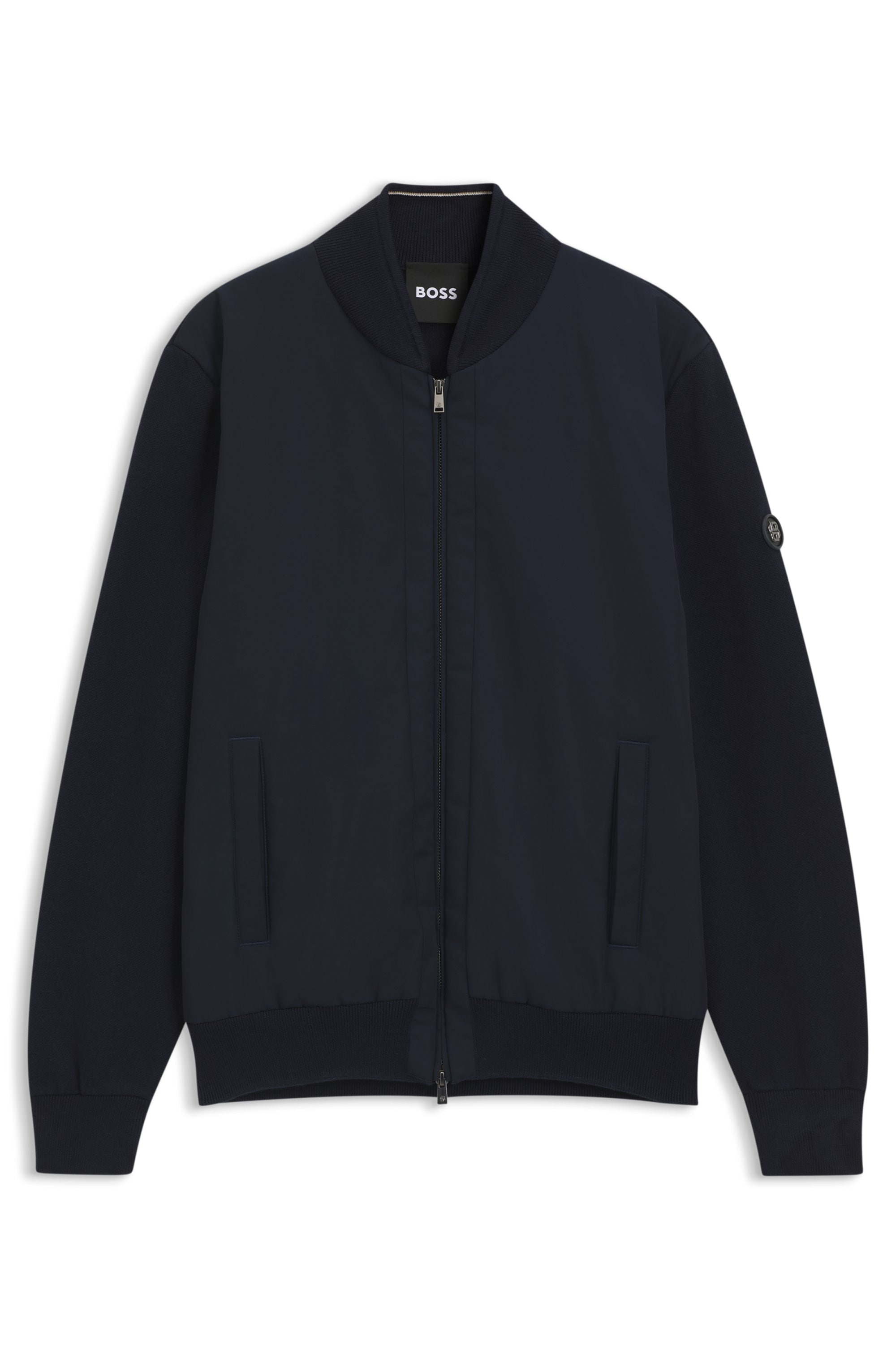 BOSS Hybridjacke »C Levaio« Rippstrickkragen, Regular Fit, 2-Wege-Zipper