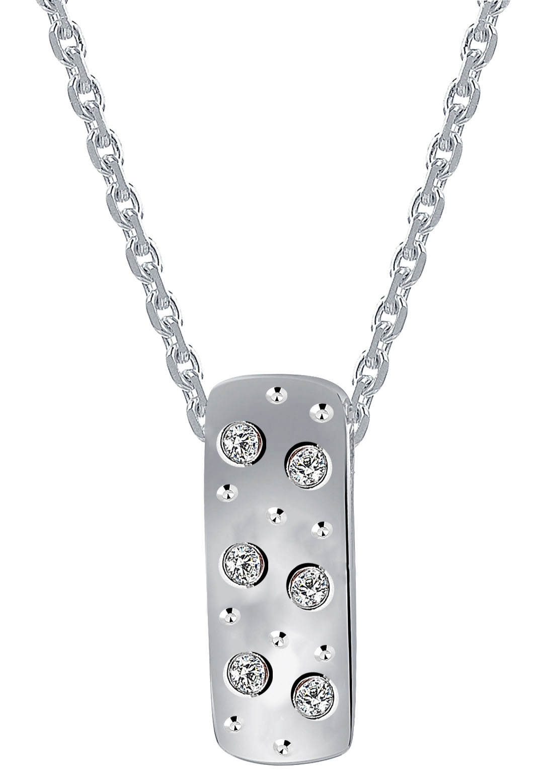 Kette mit Anhänger »Schmuck Silber 925 Halsschmuck Ankerkette«, mit Zirkonia (synth.)