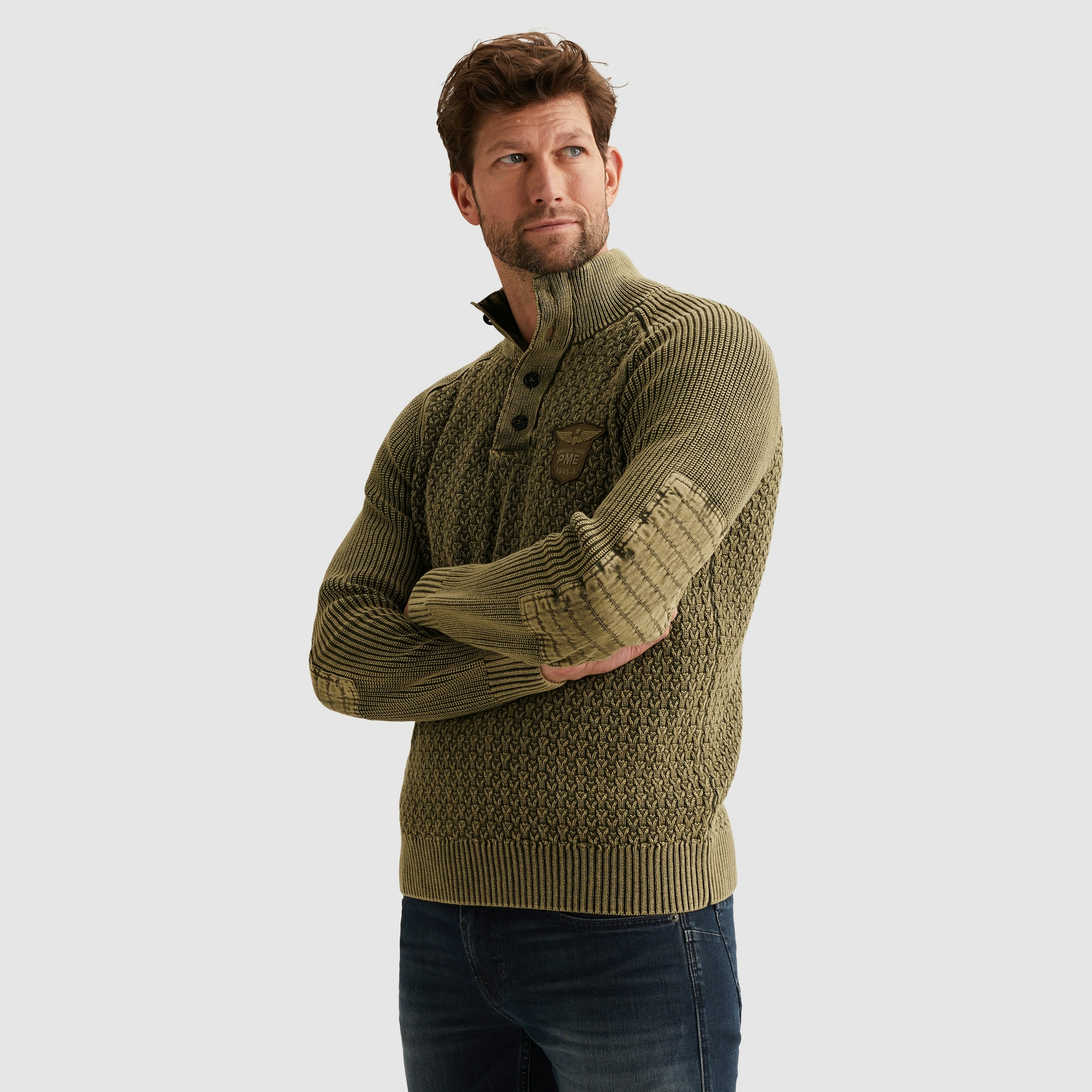 PME LEGEND Strickpullover , mit kurzer Knopfleiste

