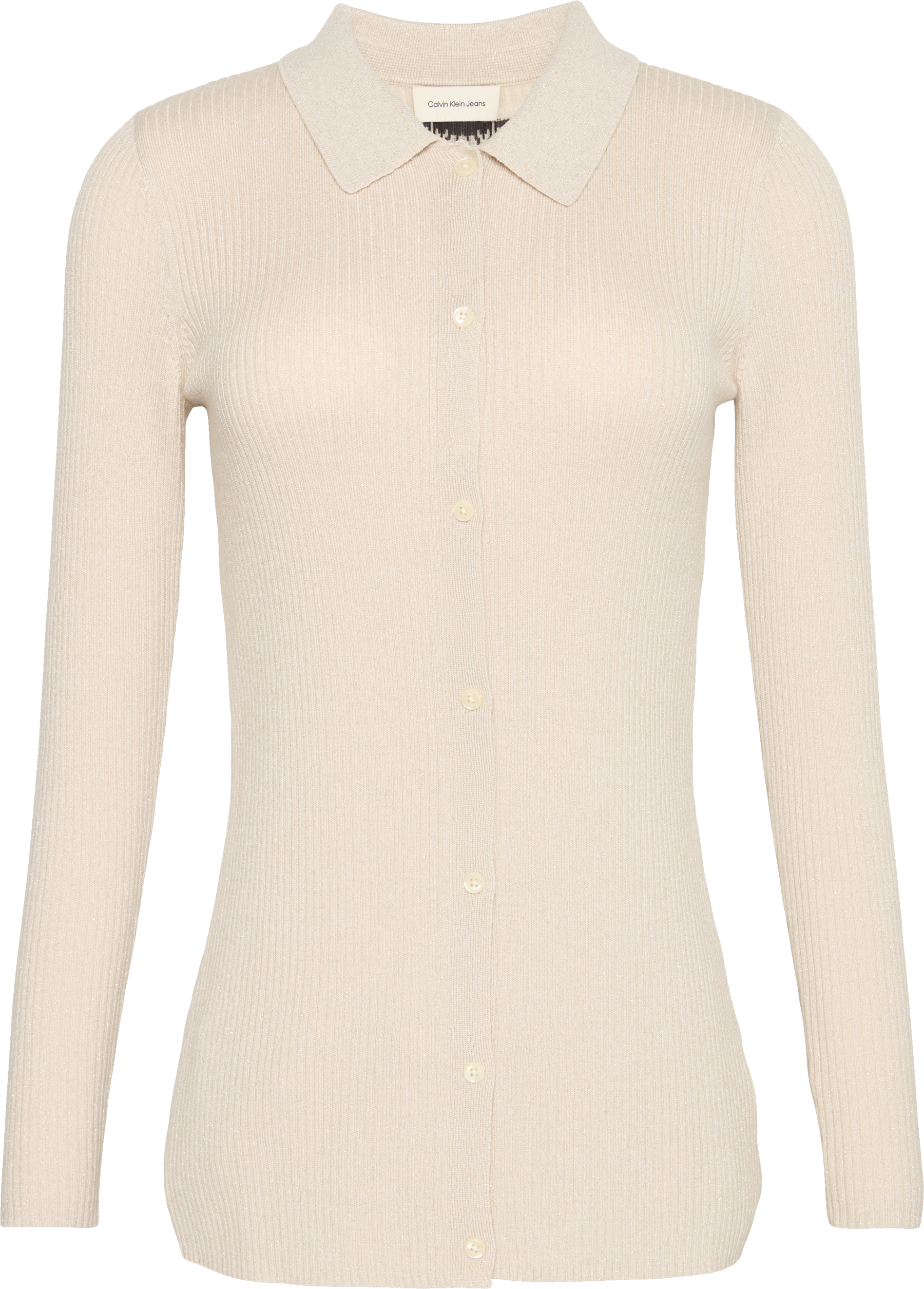 Calvin Klein Jeans Strickjacke Regular fit mit Glitzer und Rundhalsausschnitt