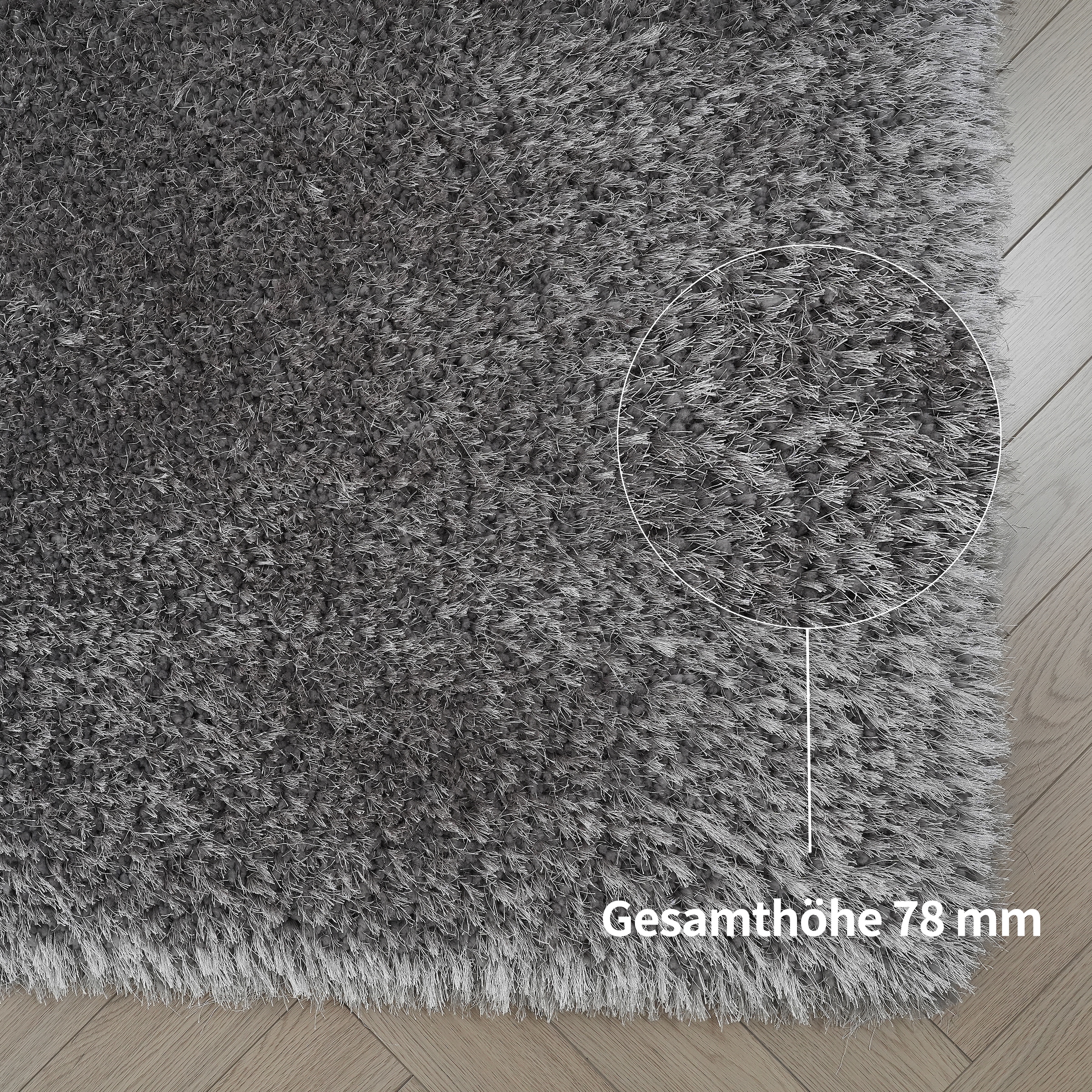 Guido Maria Kretschmer Home&Living Hochflor-Teppich »Micro exclusiv Teppich, sehr hoher Flor, weich durch Mikrofaser«, rechteckig, 78 mm Höhe, sehr weich, flauschig, uni, Wohnzimmer, Schlafzimmer, Kinderzimmer