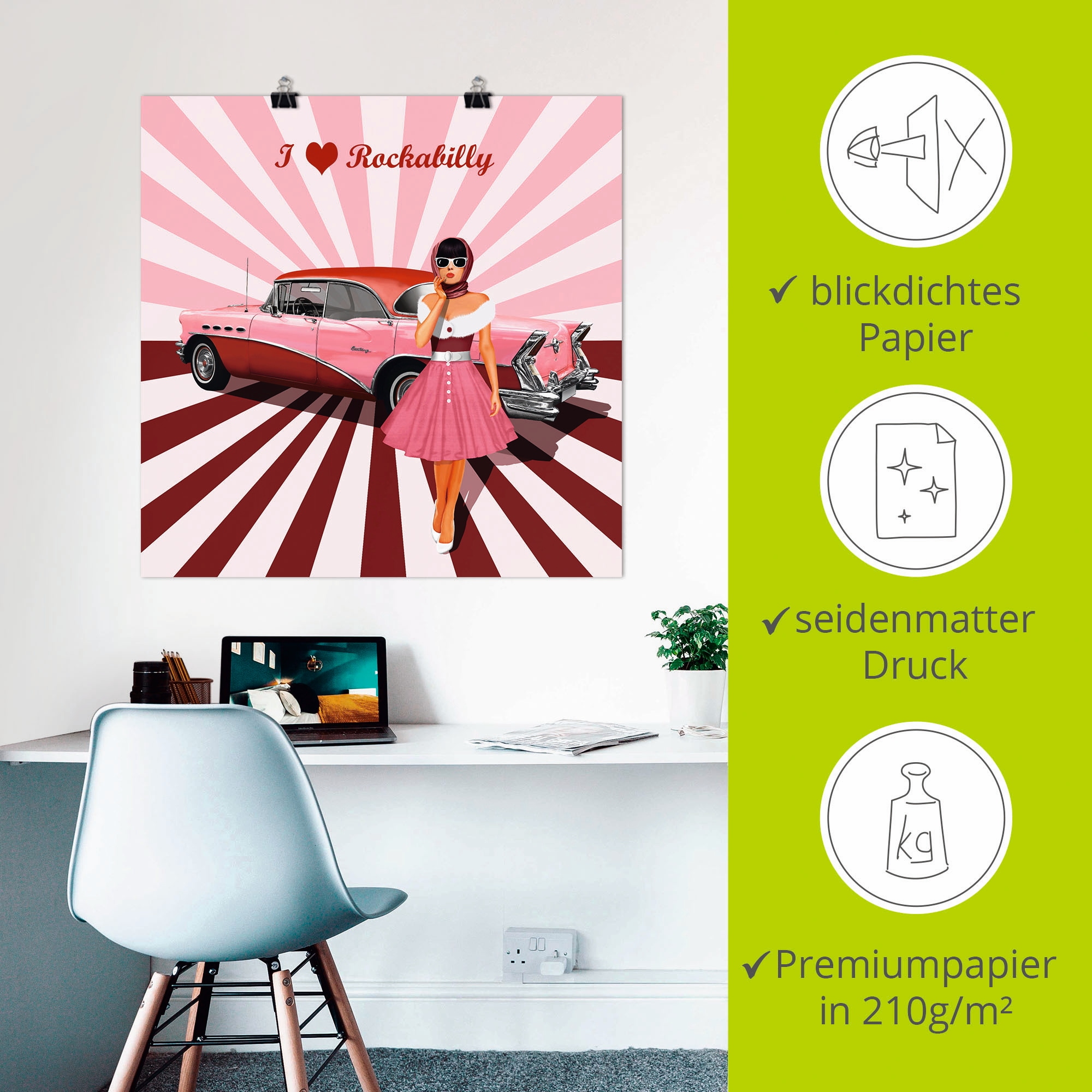 Artland Wandbild »Ich liebe Rockabilly« Ausstellungsplakate 1 Stk. tlg. als Alubild, Outdoorbild, Leinwandbild, Poster, Wandaufkleber