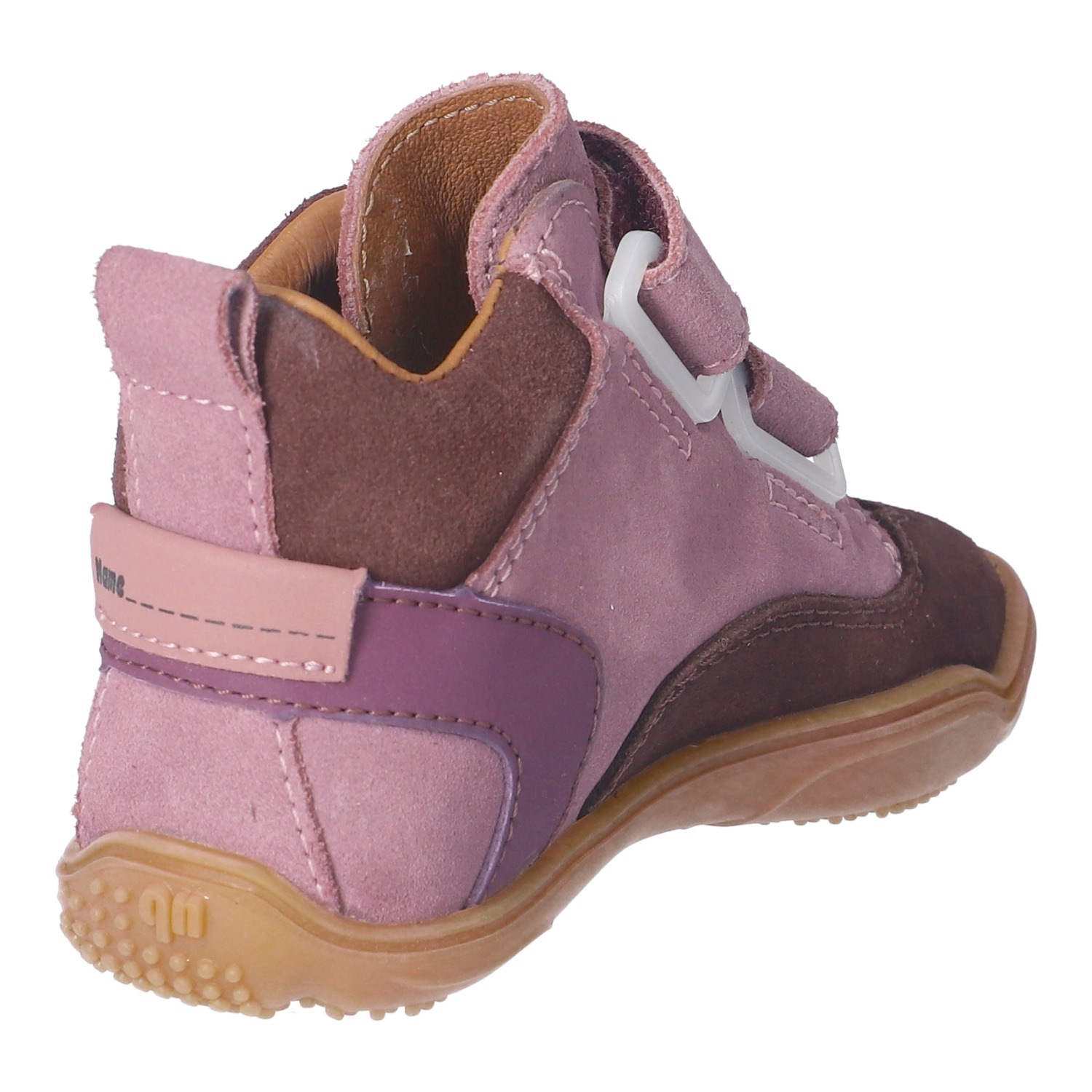 qnuffs Barfußschuh »Kastanie«  Klettschuh, mit Namensschild an der Ferse, kürzbarer Klettriemen