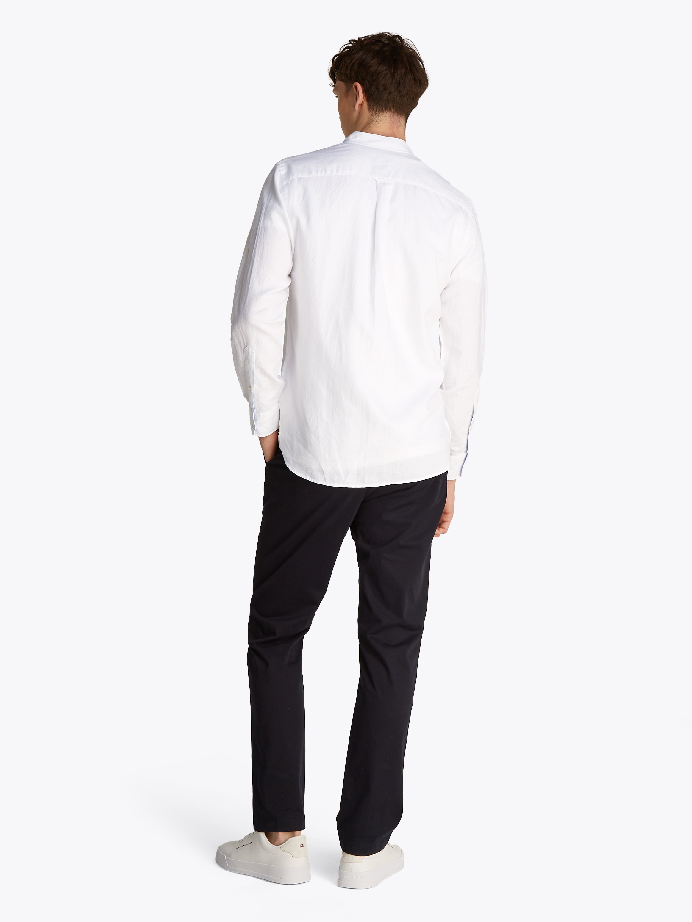 Tommy Hilfiger Langarmhemd »LINEN BLEND MAO COLLAR SHIRT«