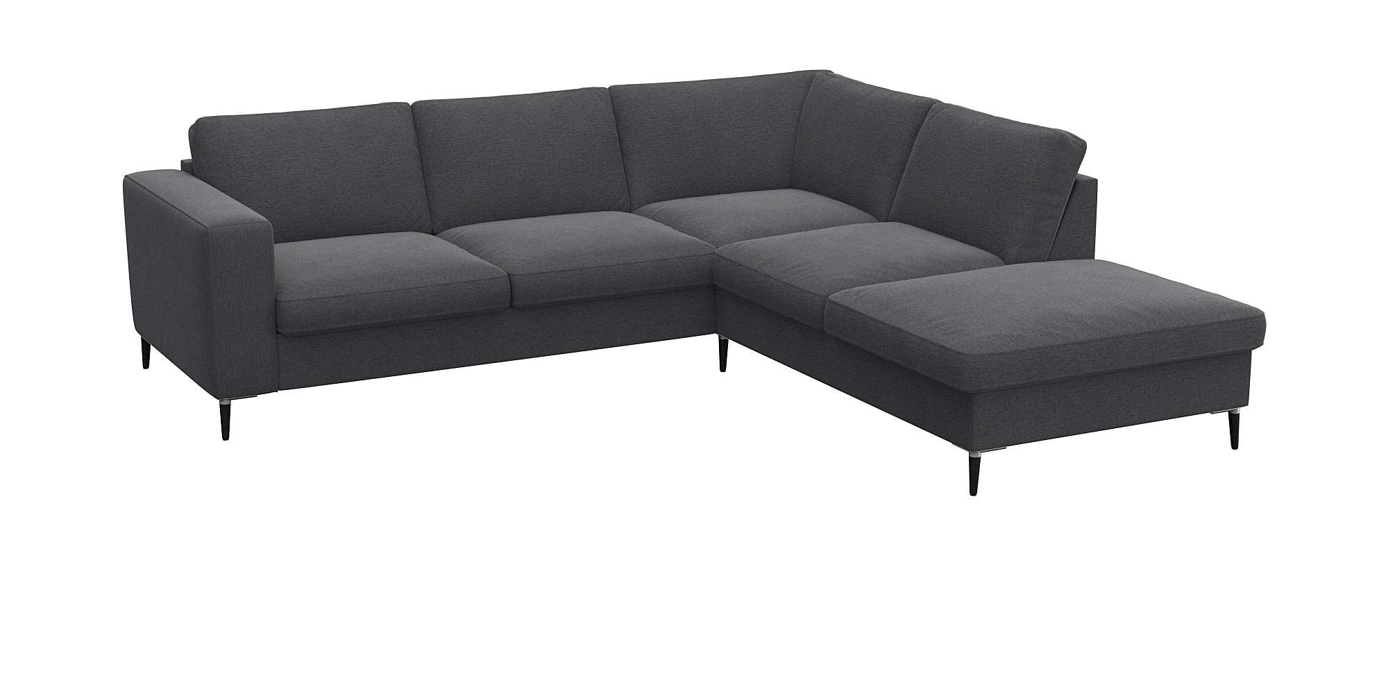 FLEXLUX Ecksofa »Fiore, bequem und komfortabel, zeitlos, L-Form« breite Armlehnen, Füße Alu/schwarz, B/T 241/225 cm, Kaltschaum im Sitz