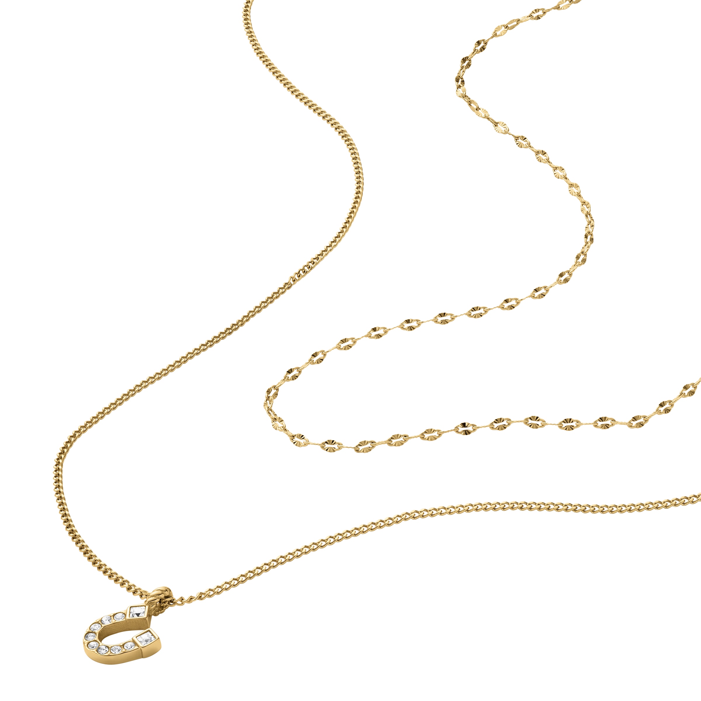 Fossil Kette mit Anhänger »Schmuck Geschenk Edelstahl SUTTON« mit Glasstein