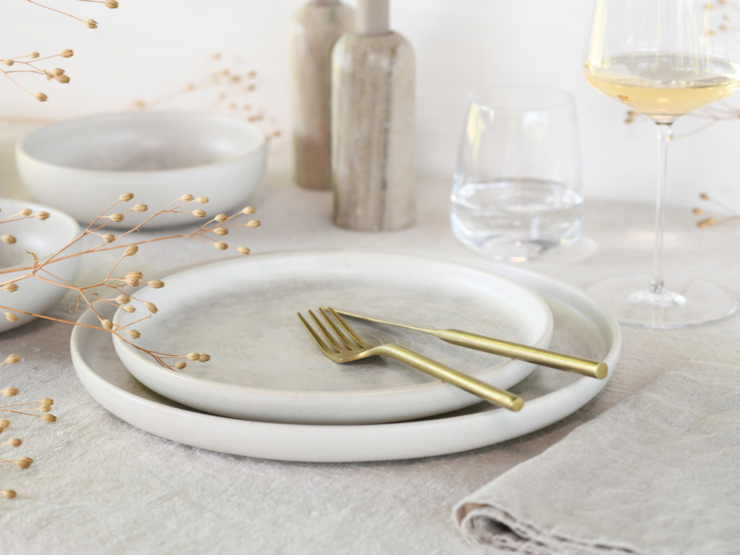 CreaTable Teller-Set »Uno Athena, Tellerset 12-tlg« Ringe-Relief, Vintage Style