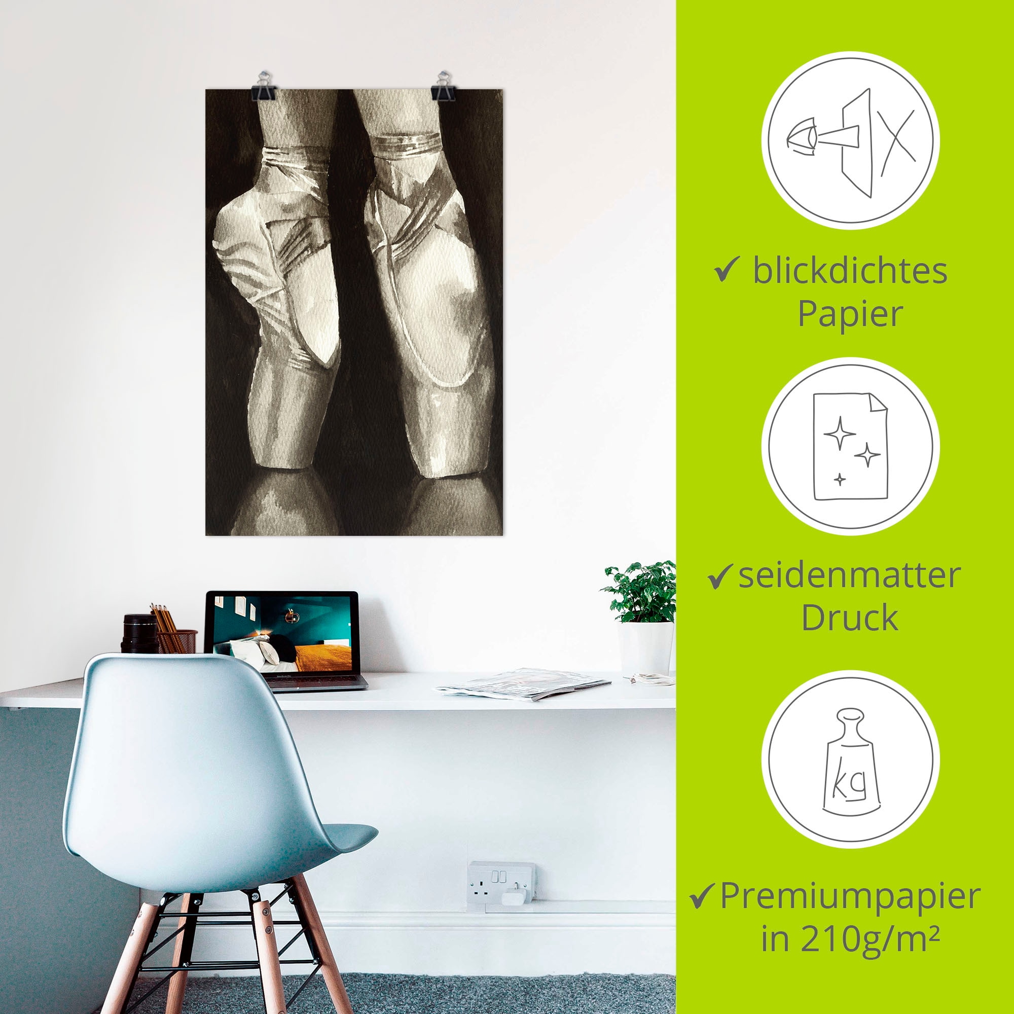 Artland Wandbild »Balletschuhe II«, Sport, (1 St.), als Leinwandbild, Poster in verschied. Größen