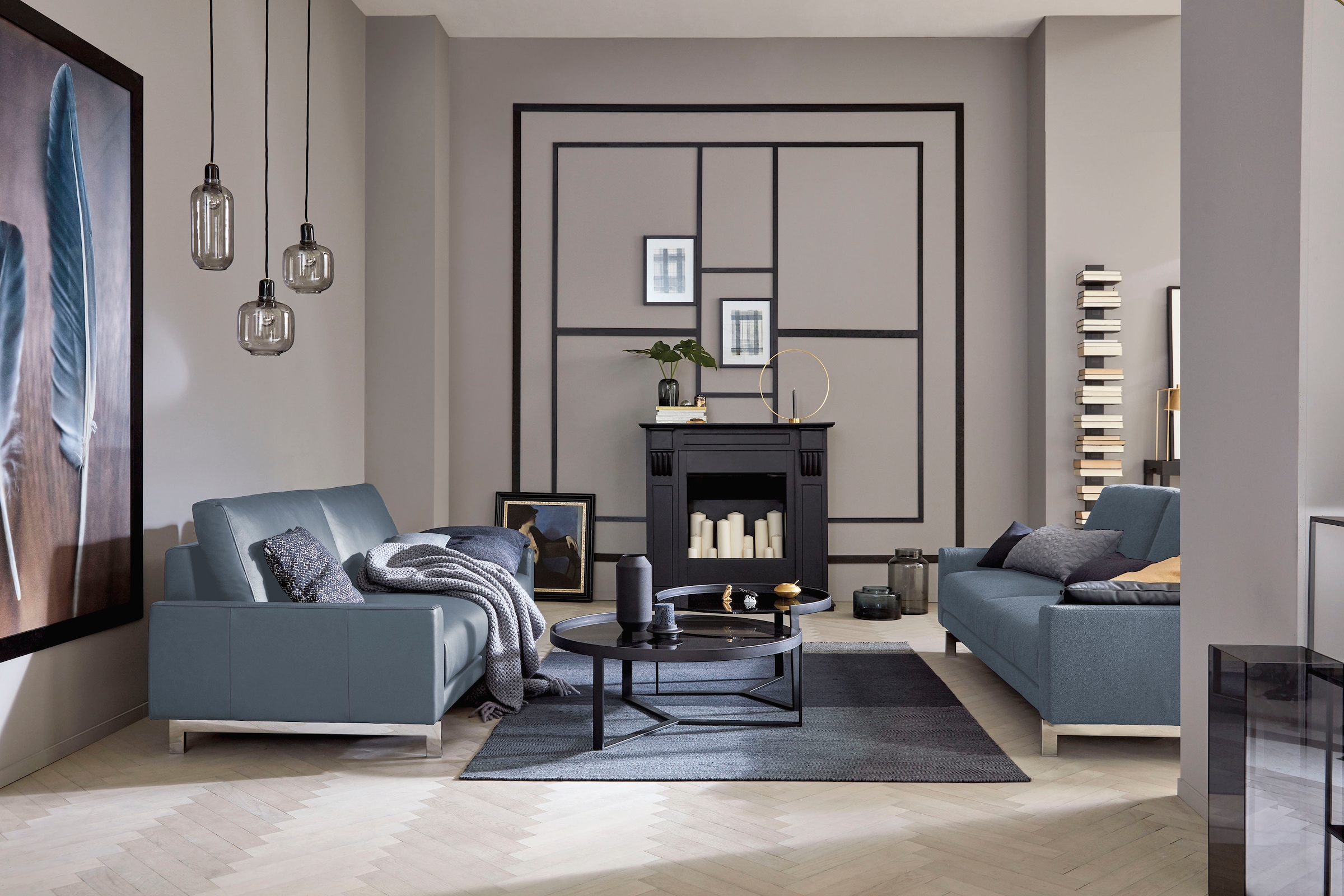 Creation BY ROLF BENZ 2,5-Sitzer »CR.450, Designsofa, Loungesofa«, Armlehne niedrig, Fuß chromfarben glänzend, Breite 184 cm