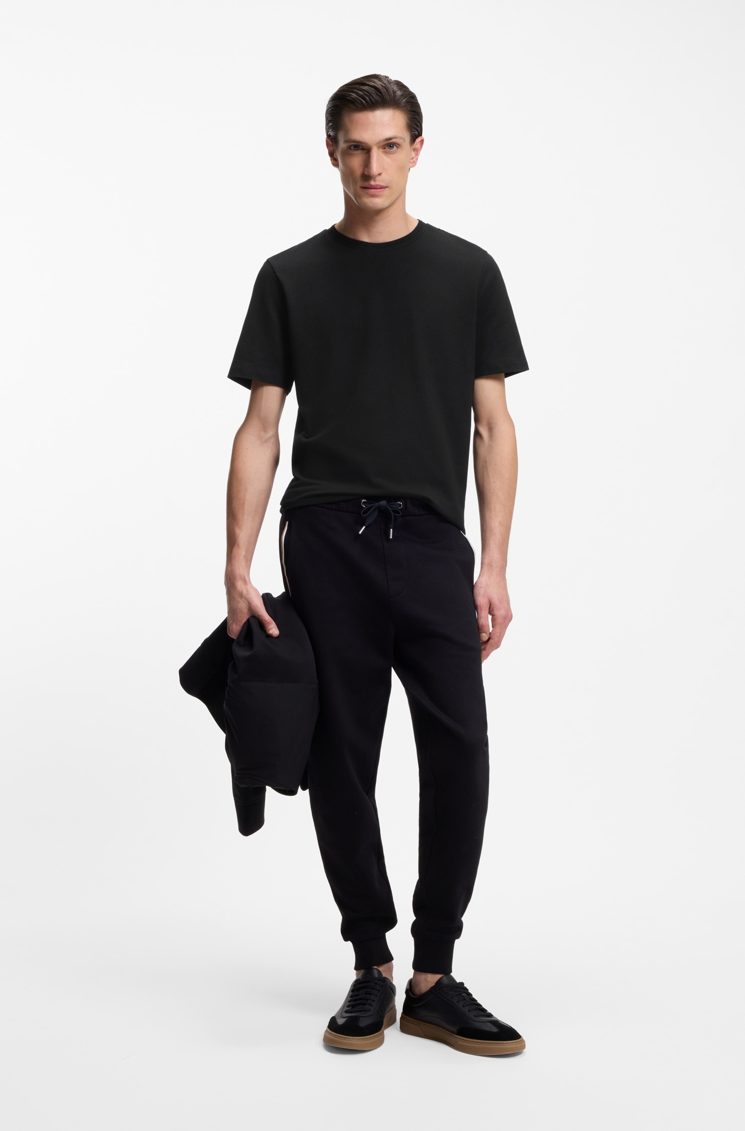 BOSS T-Shirt »Tiburt« mit Jacquard-Struktur, regular fit