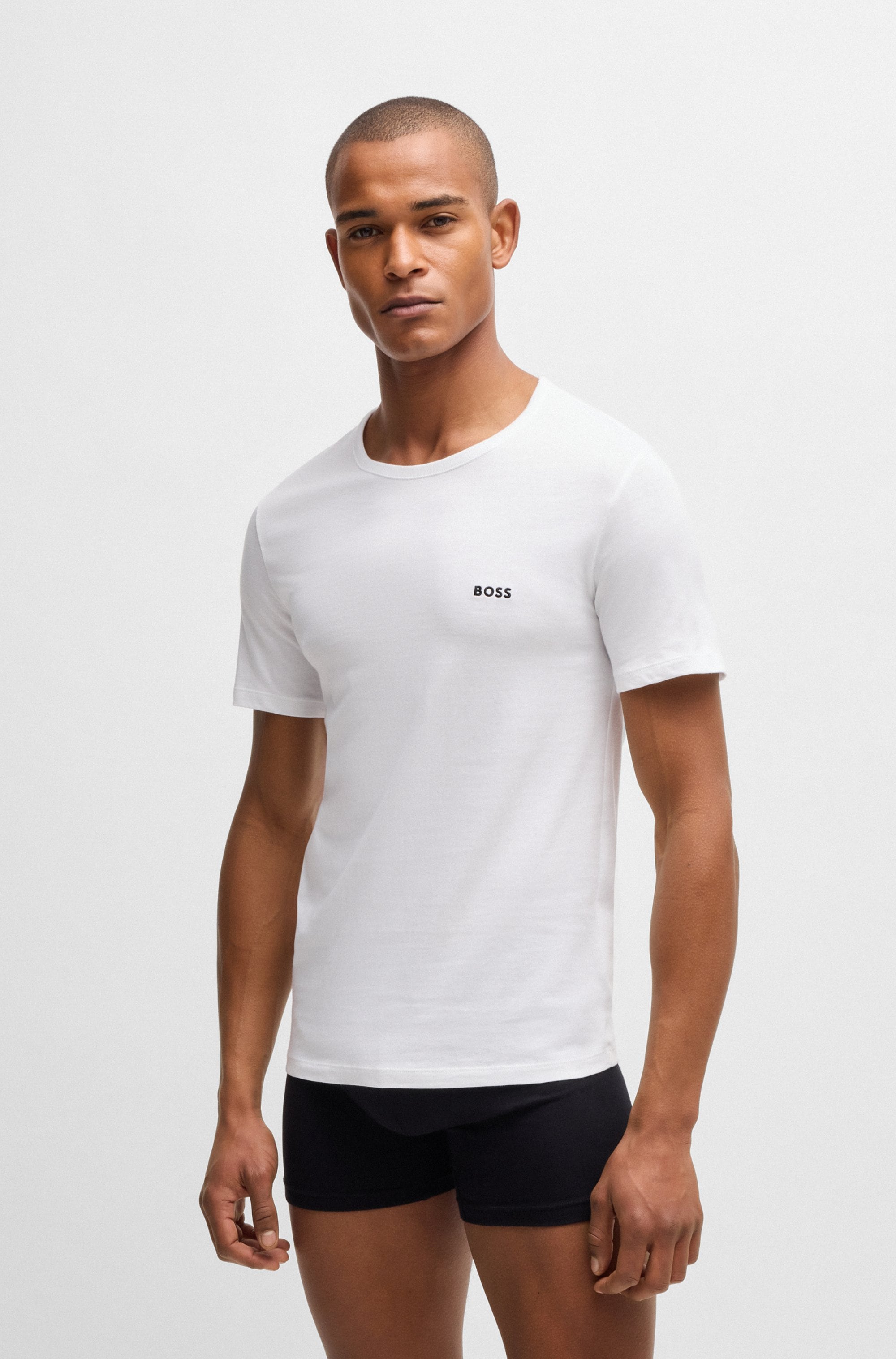 BOSS T-Shirt »TShirtRN 3P Classic«, mit BOSS Stickerei