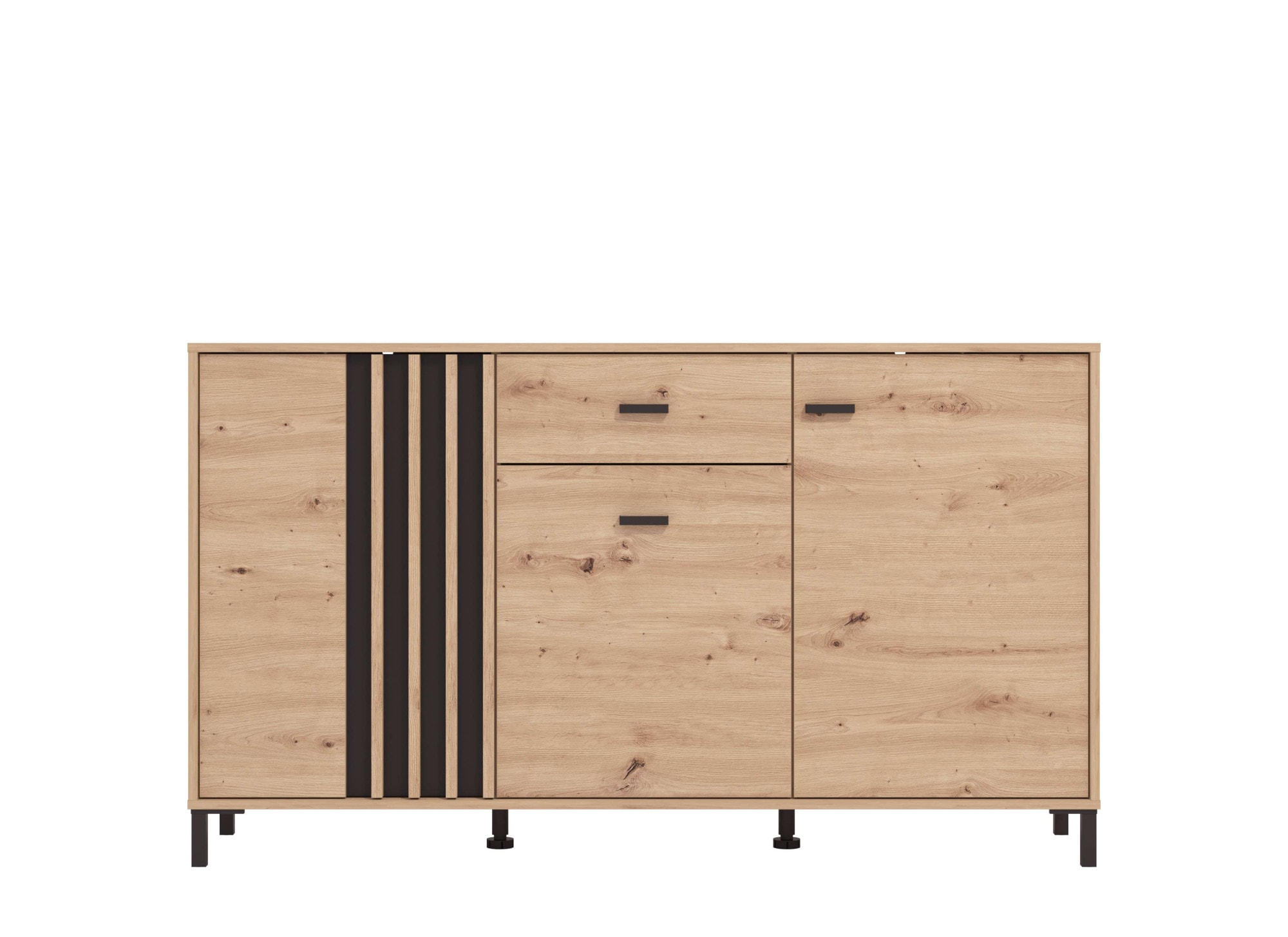 Home affaire Sideboard »LAVAL, Kommode, Kombikommode, Anrichte, Schrank« Modernes Sideboard in Artisan, 3 Türen & 1 Schublade, Lamellen-Optik