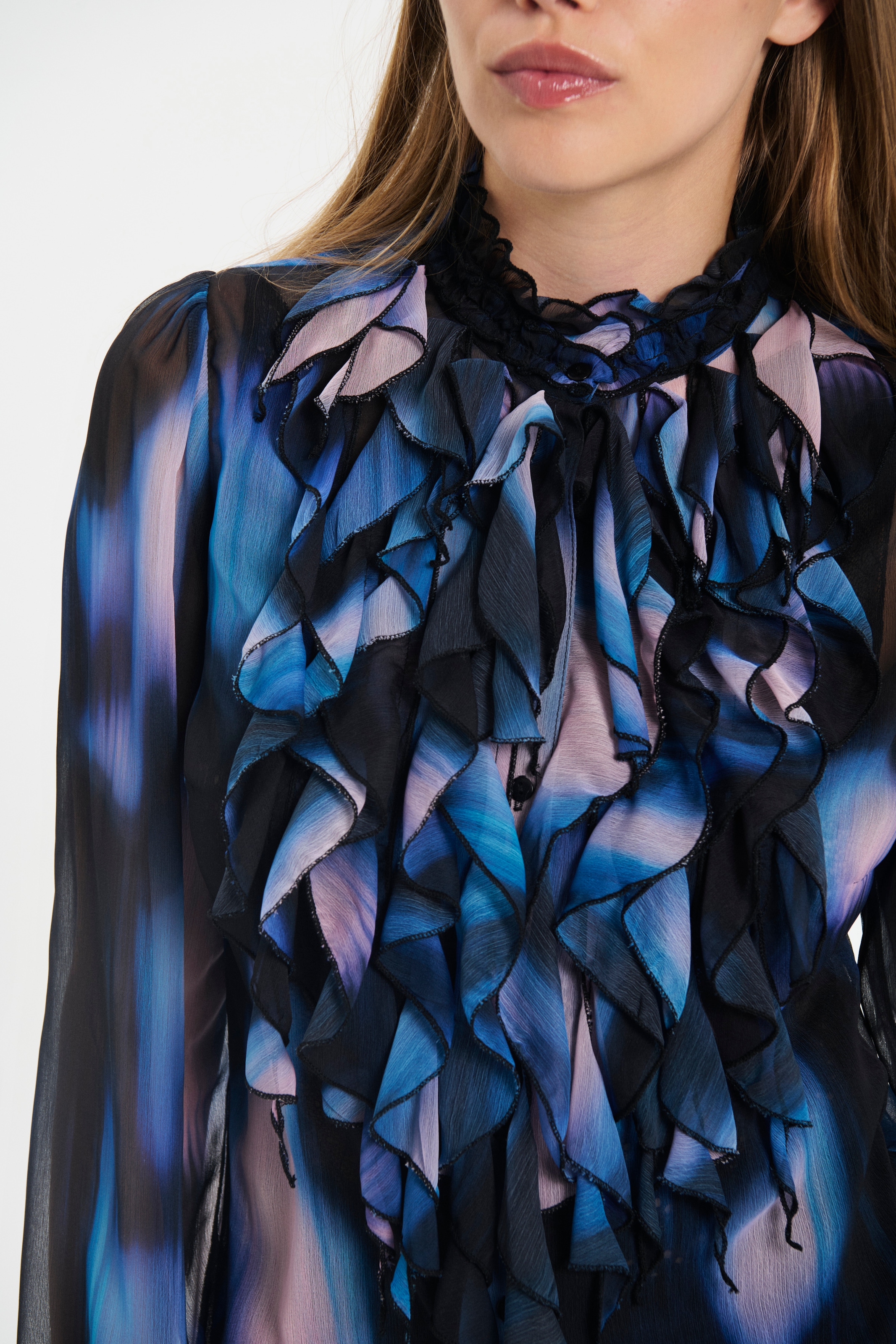 Saint Tropez Rüschenbluse »LiljaSZ Crinkle LS Shirt« Regular fit, Chiffon, Rüschen