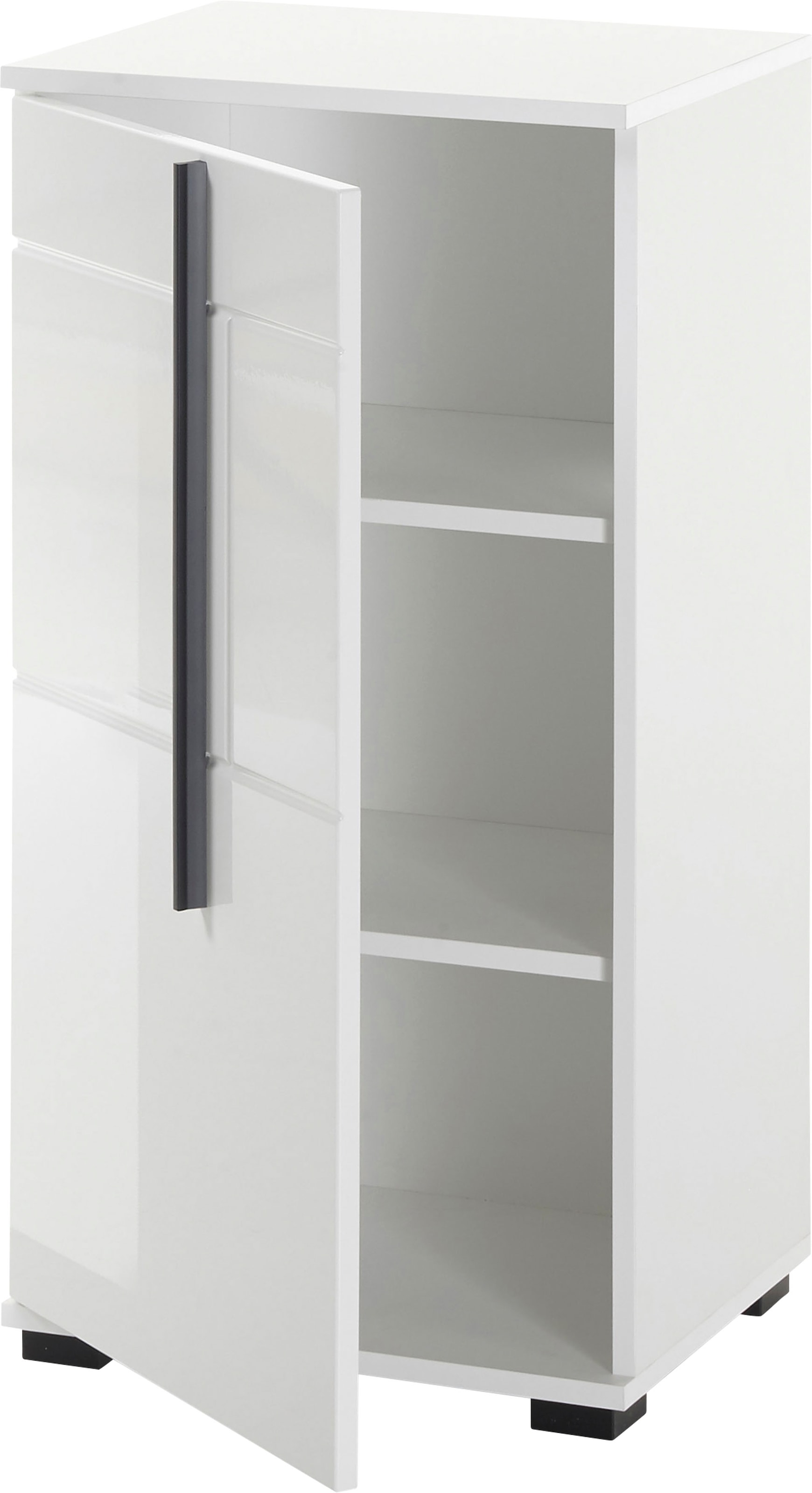 INOSIGN Unterschrank »Cantara, Badschrank in Hochglanz Weiß, Schrank im modernen Design«, mit schwarzen Griffen, ausreichend Stauraum