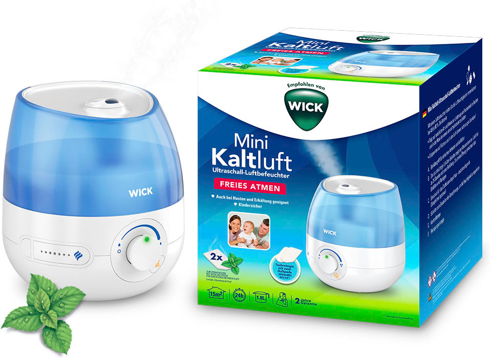 WICK Luftbefeuchter »Mini Kaltluft Ultraschall-Luftbefeuchter - WUL525«, 1,8 l Wassertank, mit neuer Reinigungsfunktion