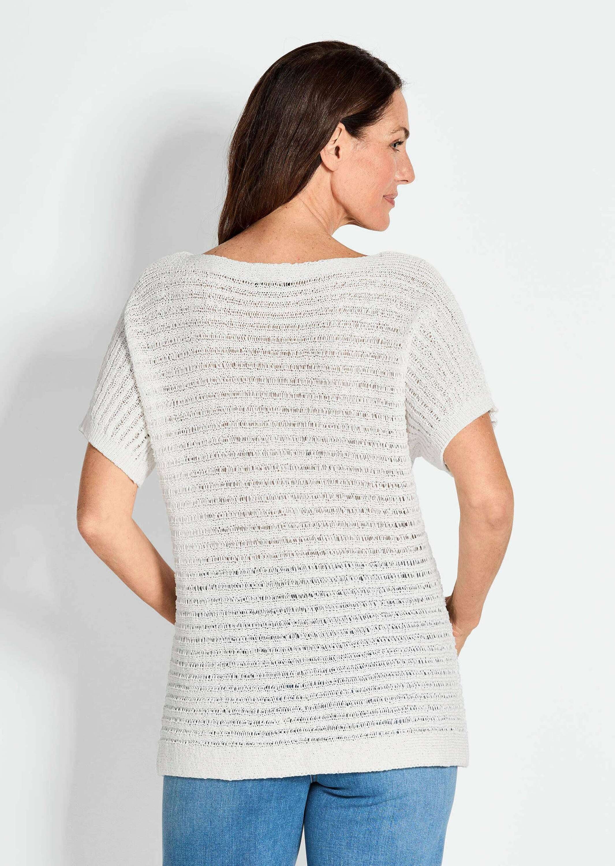 GOLDNER Rundhalspullover »Kurzarm-Pullover mit Rippen«