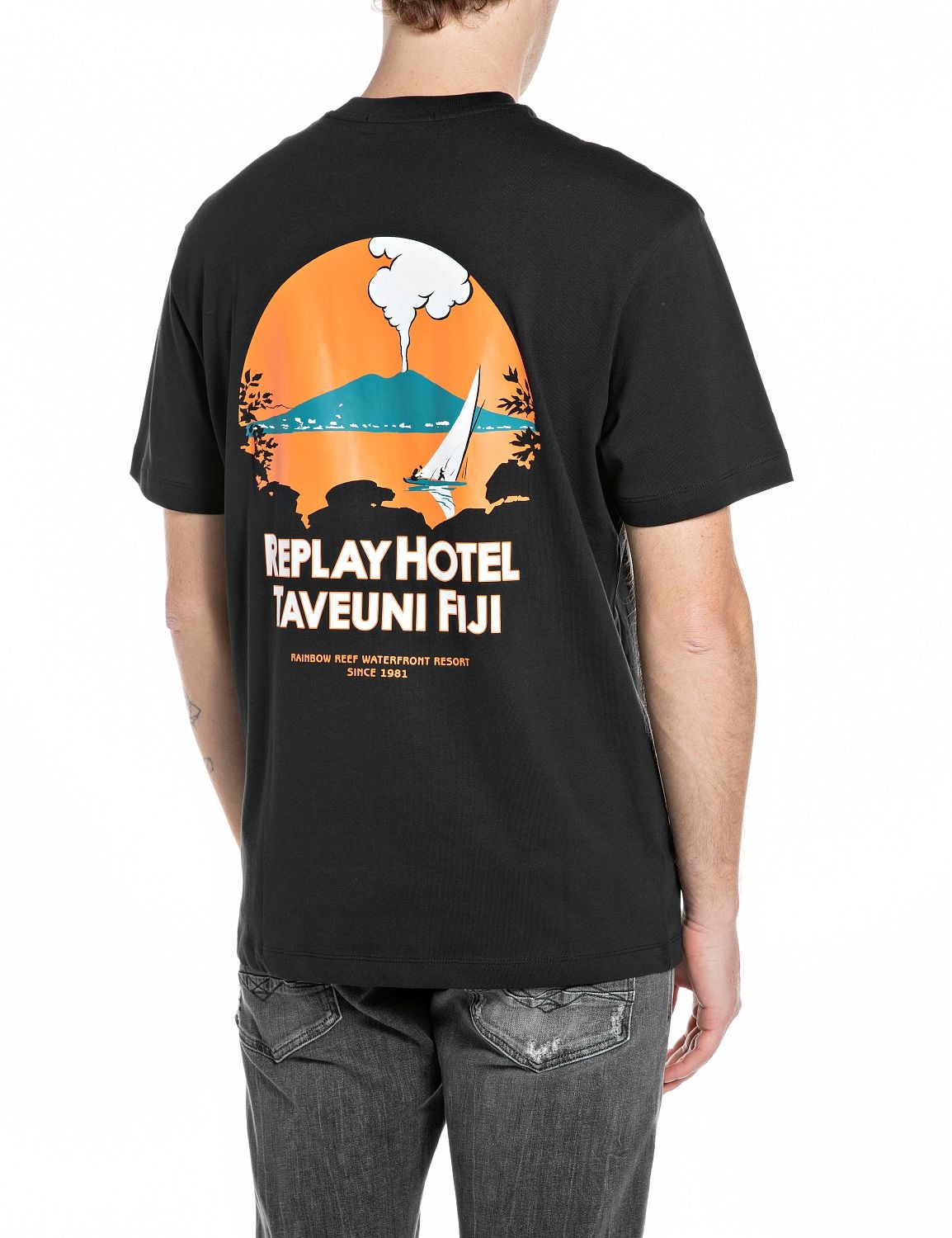 Replay T-Shirt mit bedrucktem Rücken, Print