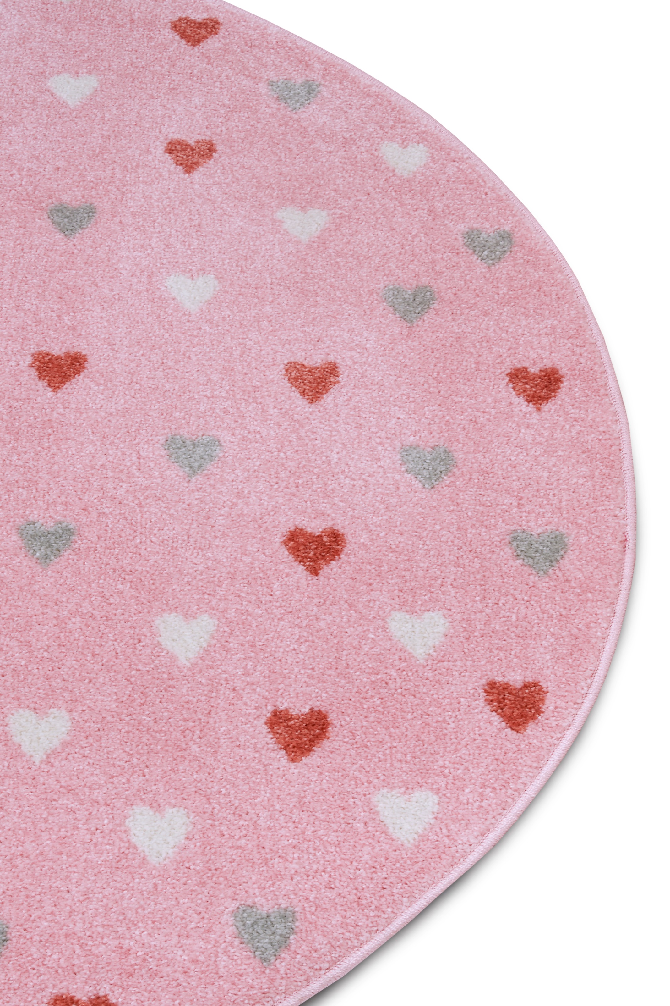 HANSE Home Kinderteppich »Adventures Little Hearts«, rund, 7 mm Höhe, Spielteppich, fest, Kinderzimmer, Kurzflor, Spielunterlage