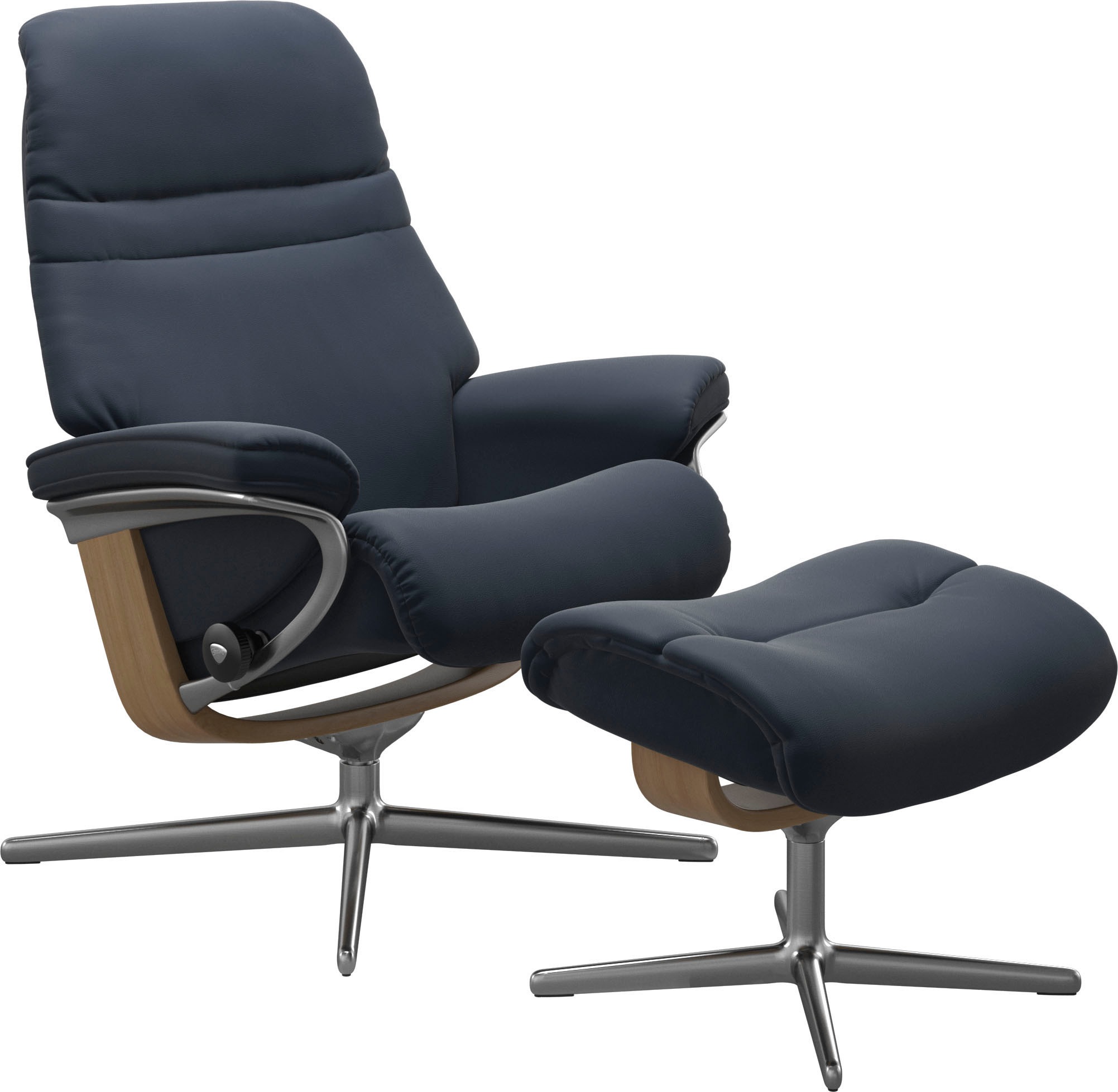 Stressless® Relaxsessel »Sunrise« Set, Relaxsessel mit Hocker,  mit Hocker, mit Cross Base, Größe S, M & L, Holzakzent Eiche