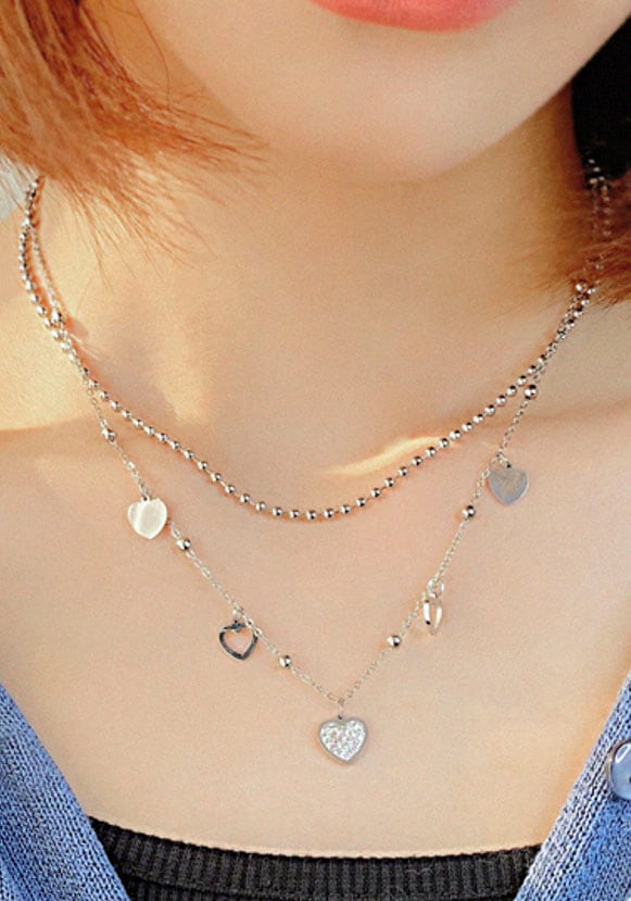 Firetti Kette mit Anhänger »Schmuck Geschenk Hearts Charm«, mit Zirkonia (synth.)