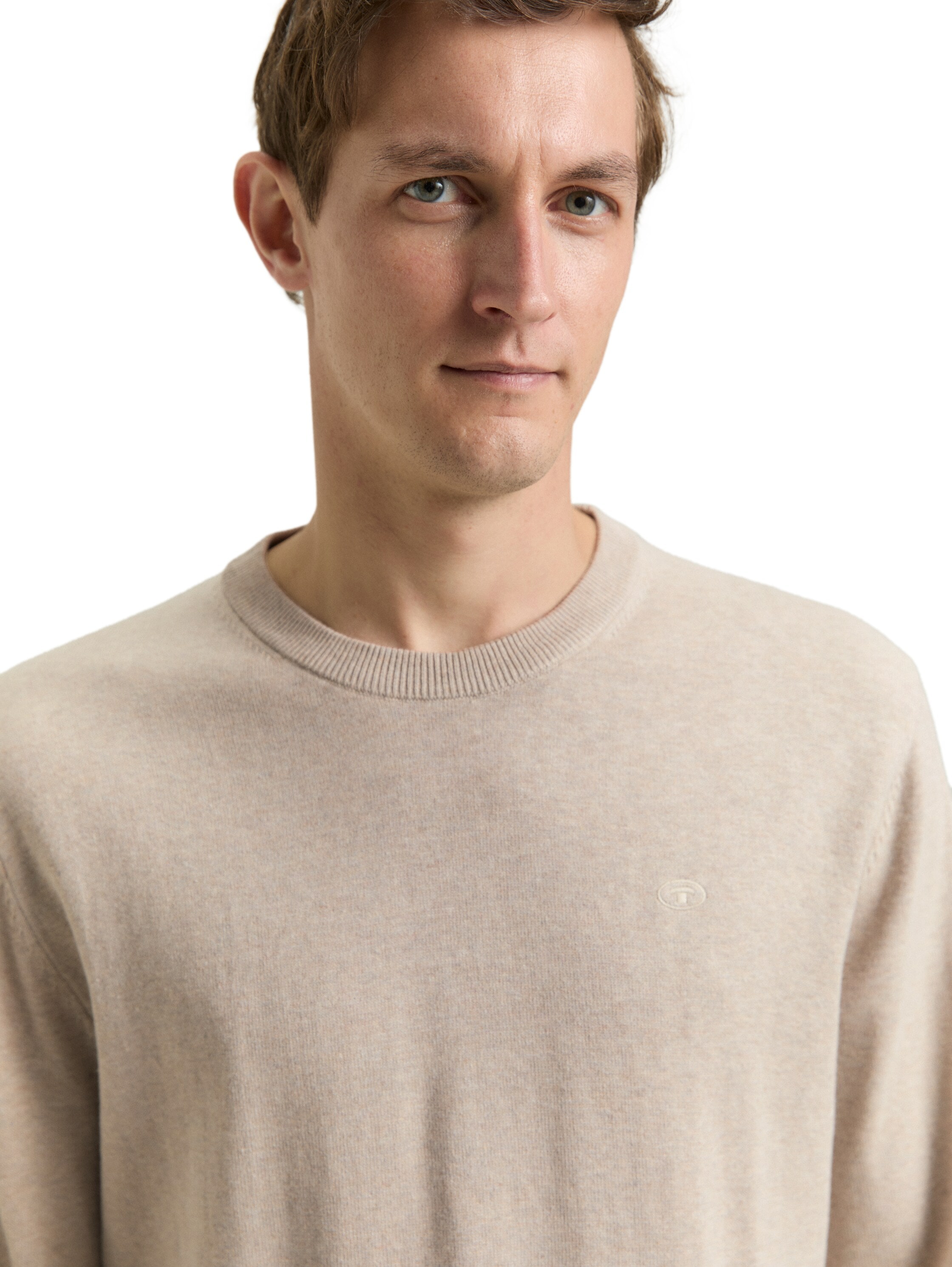 TOM TAILOR Rundhalspullover mit Logostickerei
