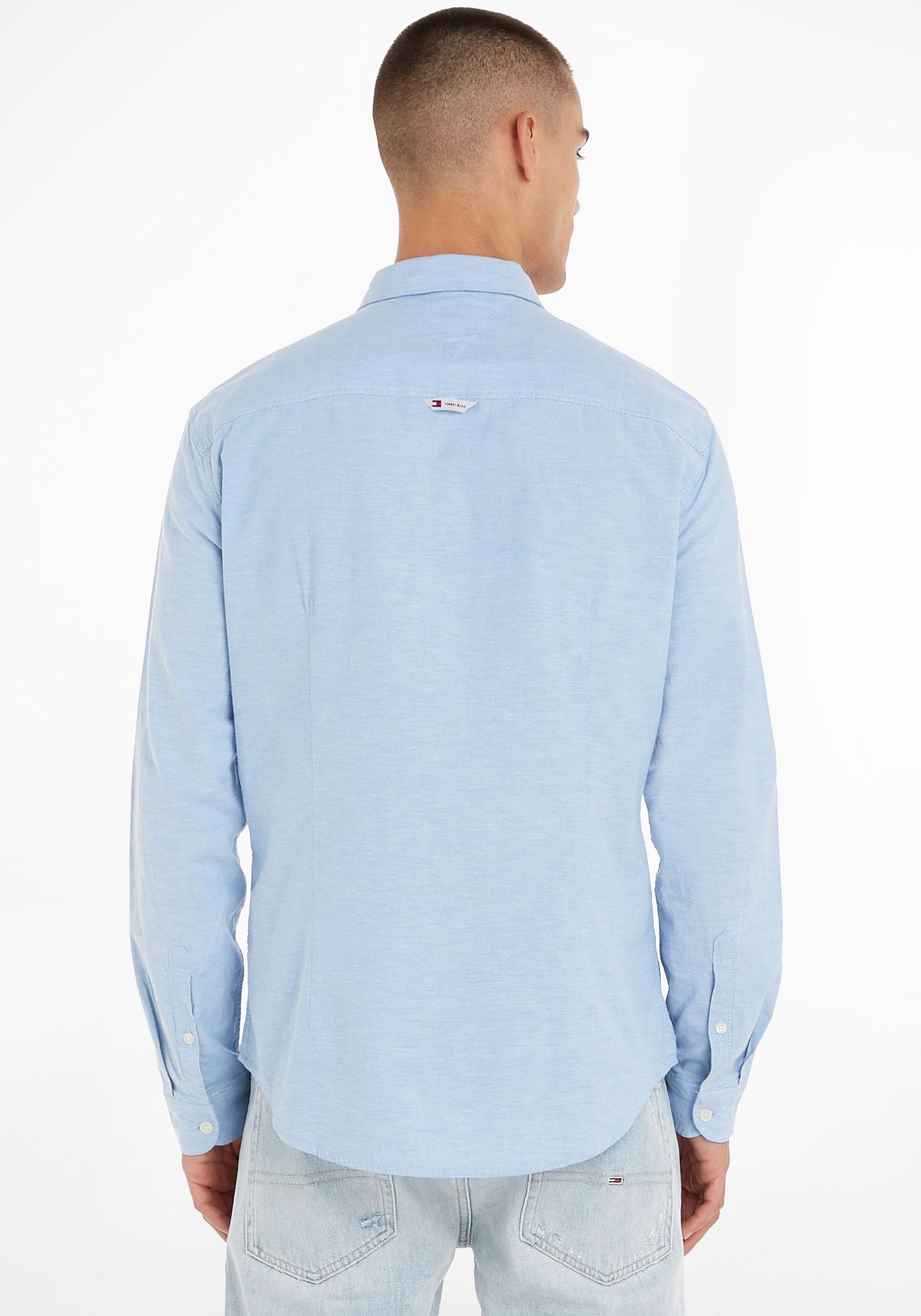 Tommy Jeans Langarmhemd »TJM Slim Stretch Oxford Shirt«, mit Flaglabel auf der Brust