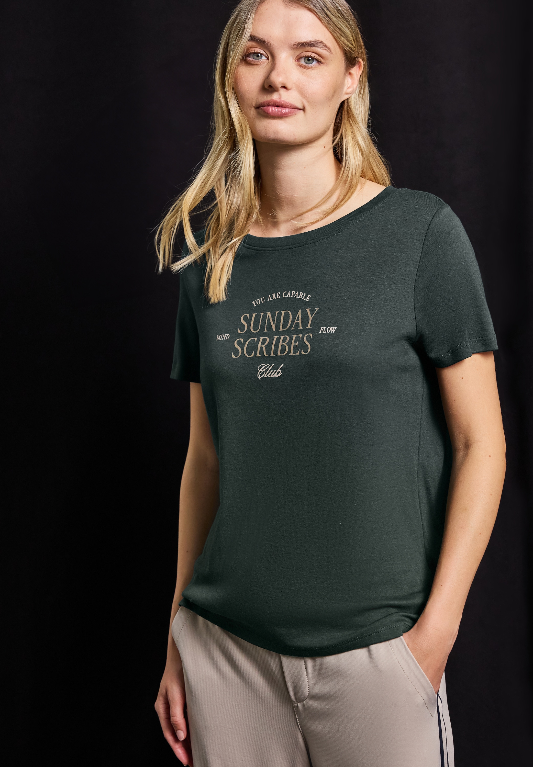 STREET ONE T-Shirt, Sommershirt mit Wording-Artwork