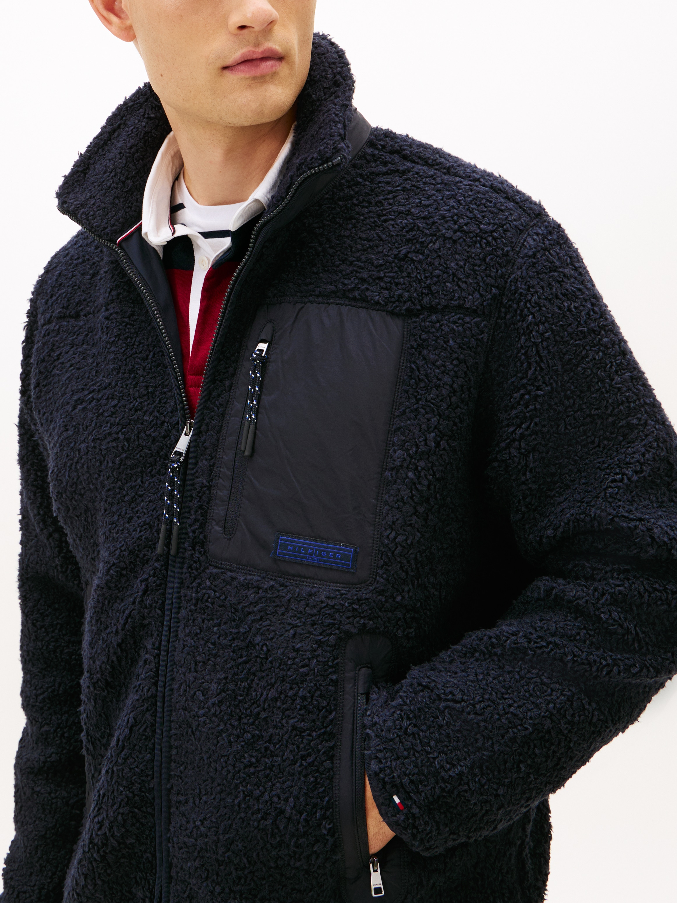 Tommy Hilfiger Sweatjacke »TEDDY FLEECE ZIP THROUGH«, Übergangsjacke Herbstjacke Teddy Plüsch Soft Jacke
