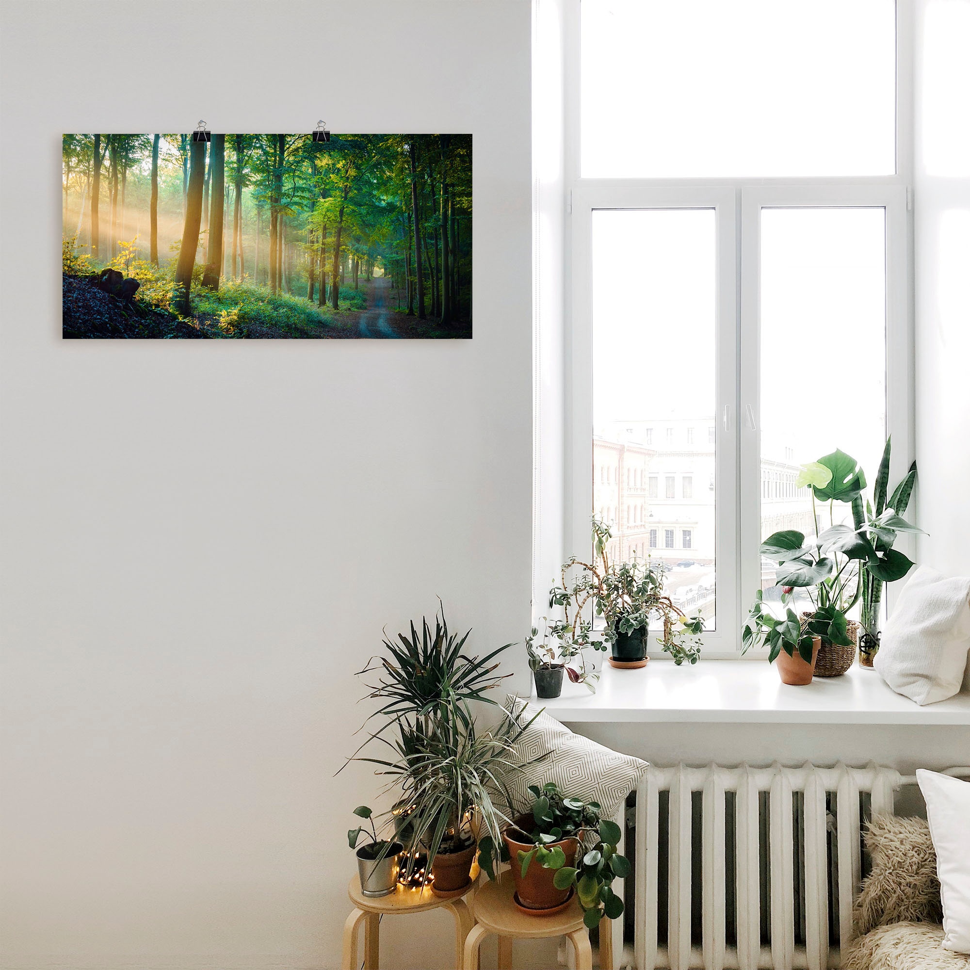 Artland Wandbild »Herbstmorgen im Wald«, Waldbilder, (1 St.), als Alubild, Outdoorbild, Leinwandbild, Poster in verschied. Größen