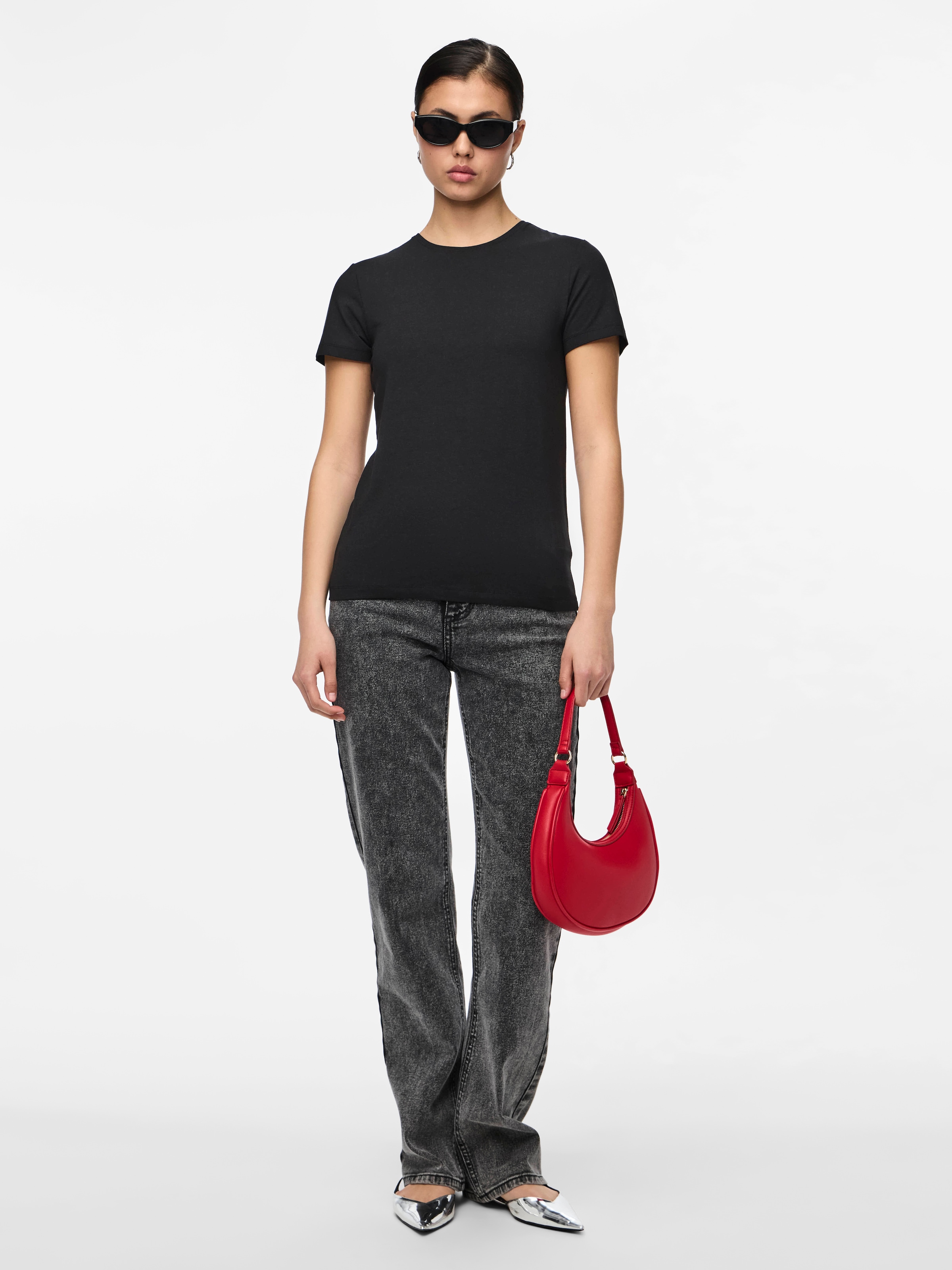 pieces Kurzarmshirt »PCSIRENE TEE JRS NOOS« Baumwollmischung, slim fit