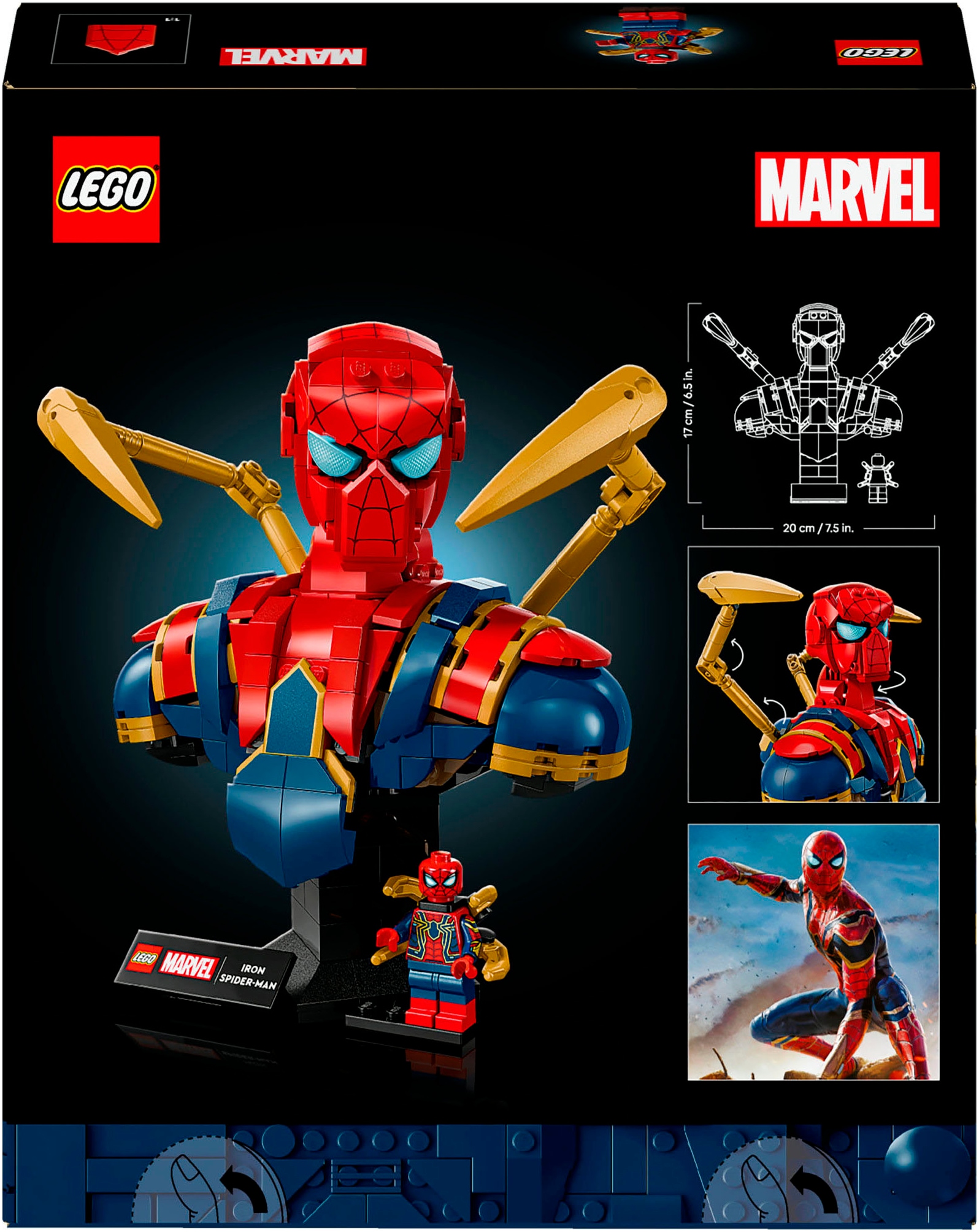 LEGO® Konstruktionsspielsteine »Iron Spider-Man Büste (76326), LEGO Super Heroes«, (379 St.), Made in Europe