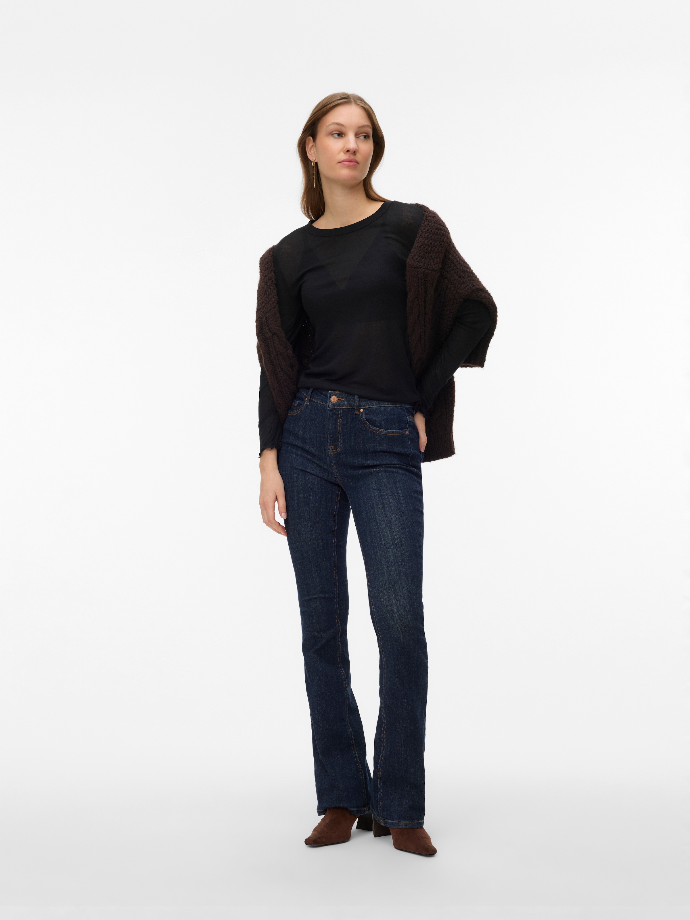 Vero Moda Langarmshirt »VMARIEL LS TOP JRS NOOS« Materialmix, gewellter Saum