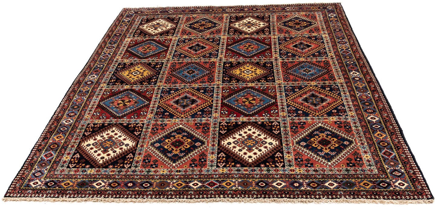 Wollteppich »Yalameh Medaillon Rosso chiaro 152 x 100 cm«, rechteckig, Handgeknüpft