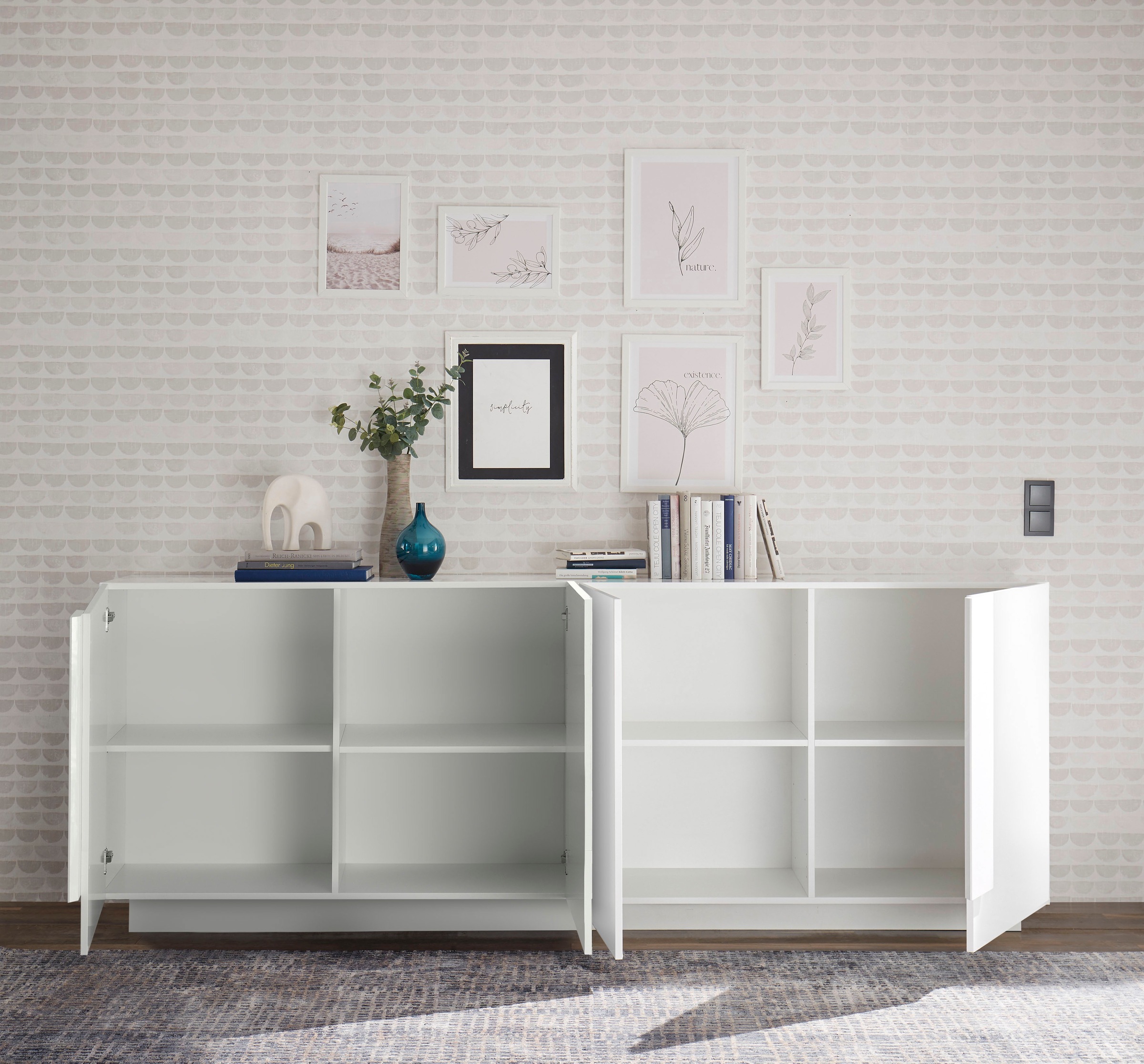 INOSIGN Sideboard »Jupiter, Breite 241 cm, Kommode 4 Türen - Soft Closing, Anrichte« moderne Griffblende, FSC®, cleveres Stauraumkonzept